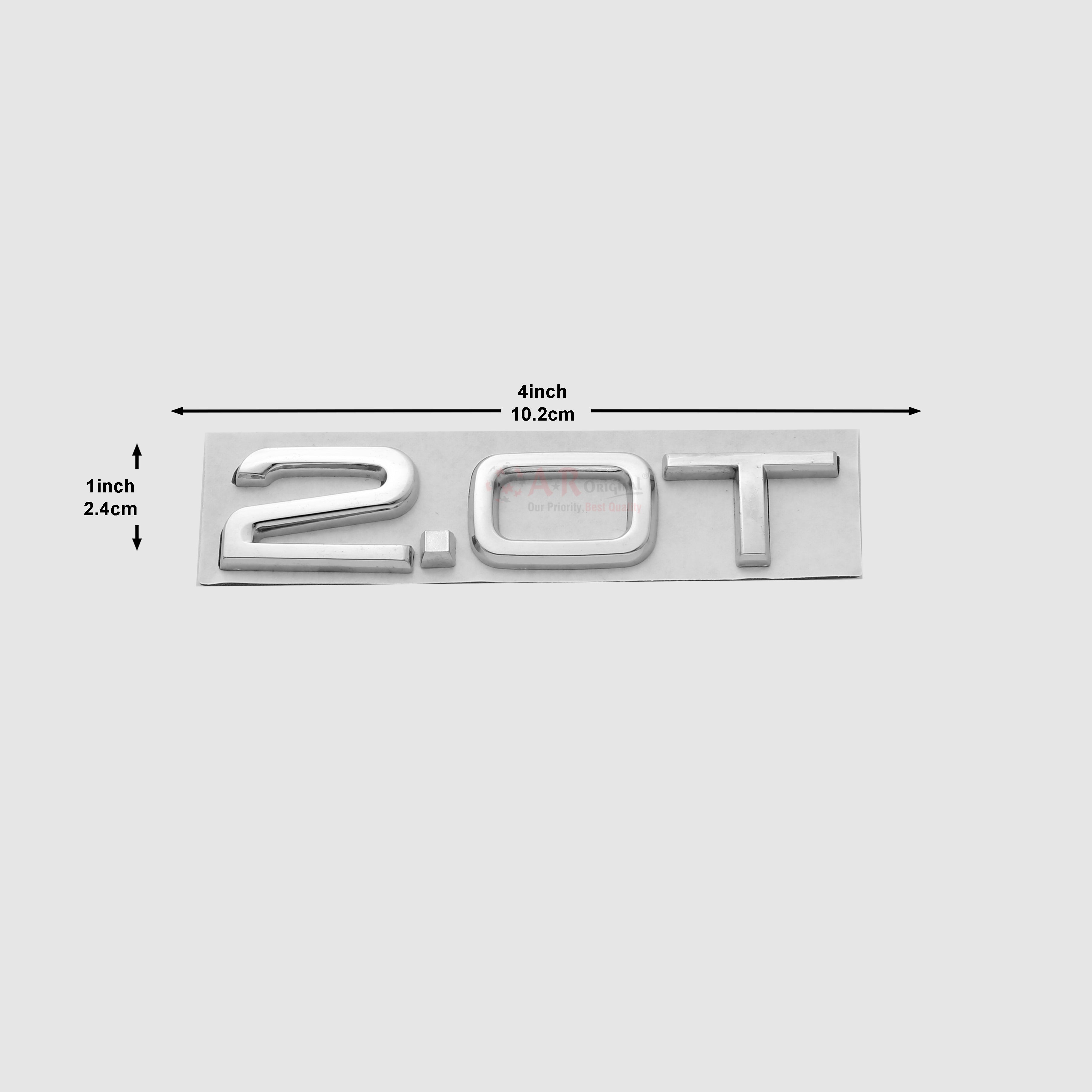 2.0T Emblem Audi 1x4inch-2.5x10cm Chrome IP Badge