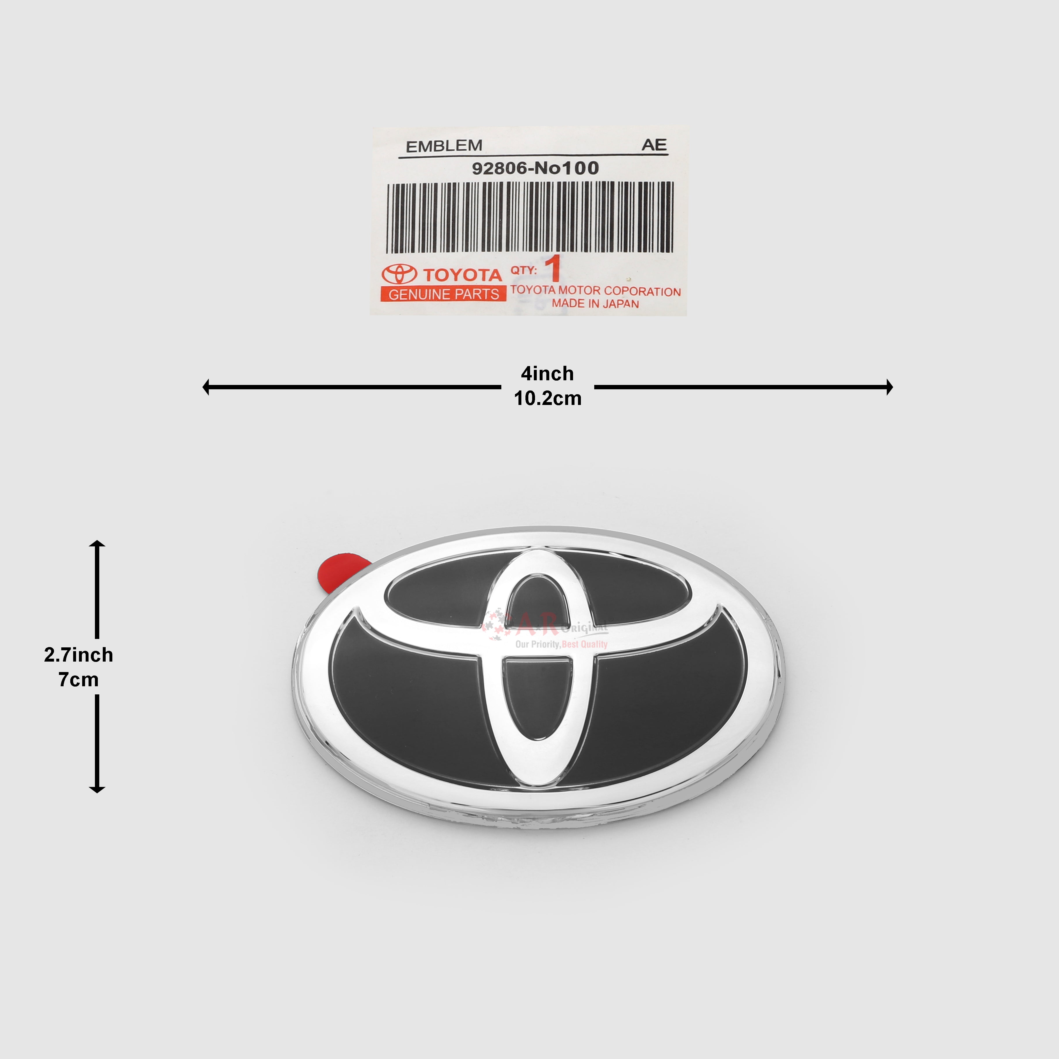Toyota 2.7x4inch-7x10.2cm Black Silver IP Badge