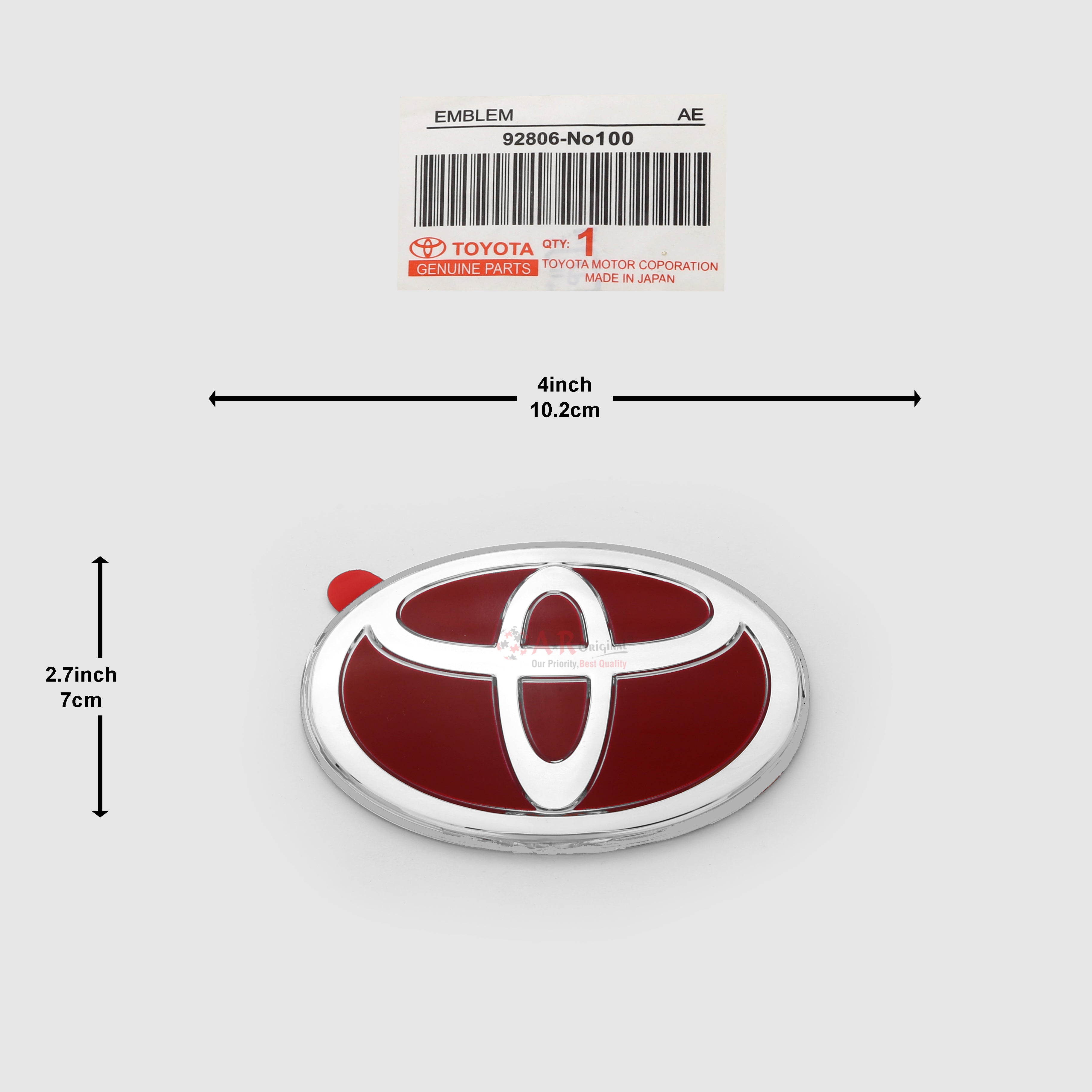 Toyota 2.7x4inch-7x10.2cm Red Silver IP Badge