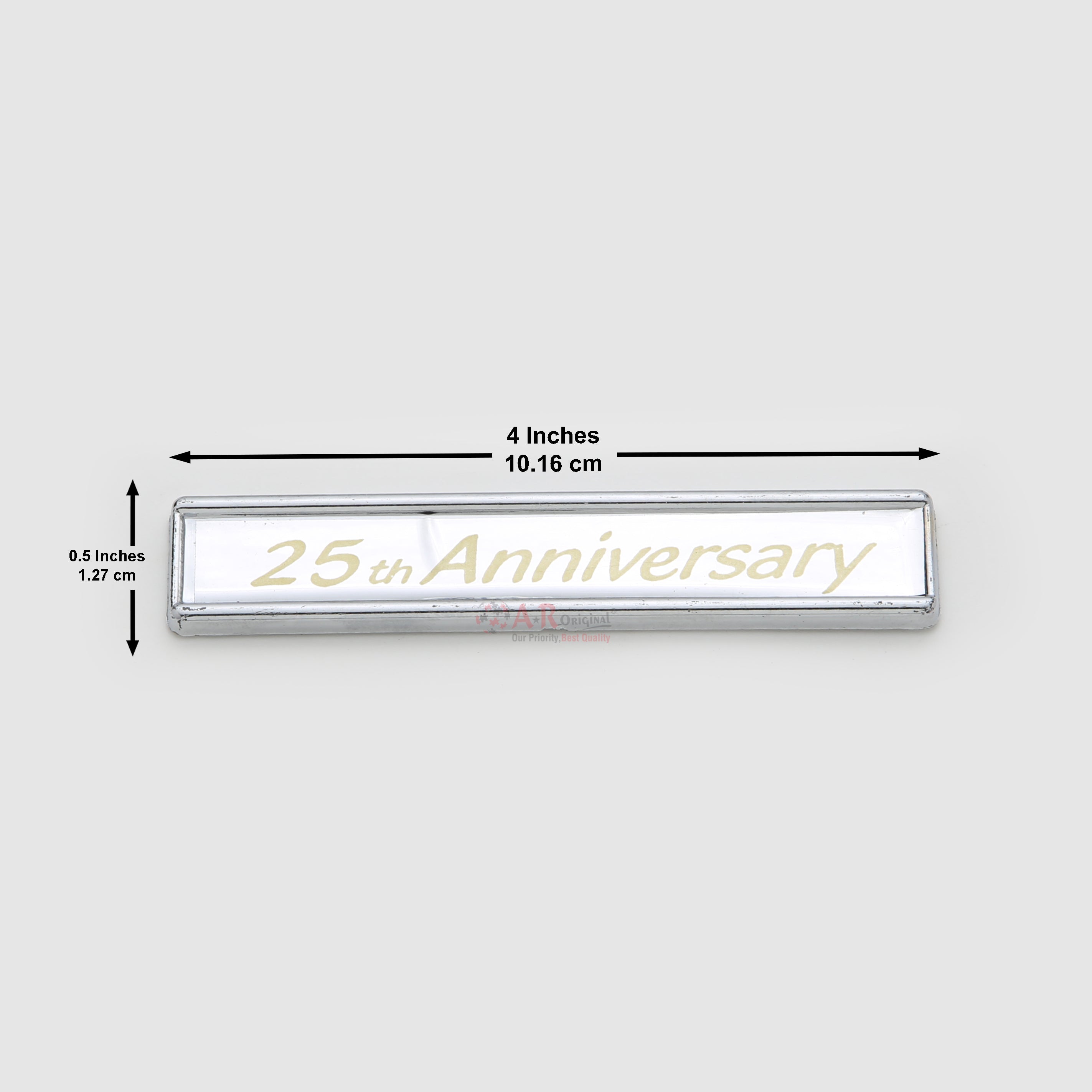 25th Anniversary Emblem 0.5x4inch-1.25x10cm Chrome Golden LC Badge