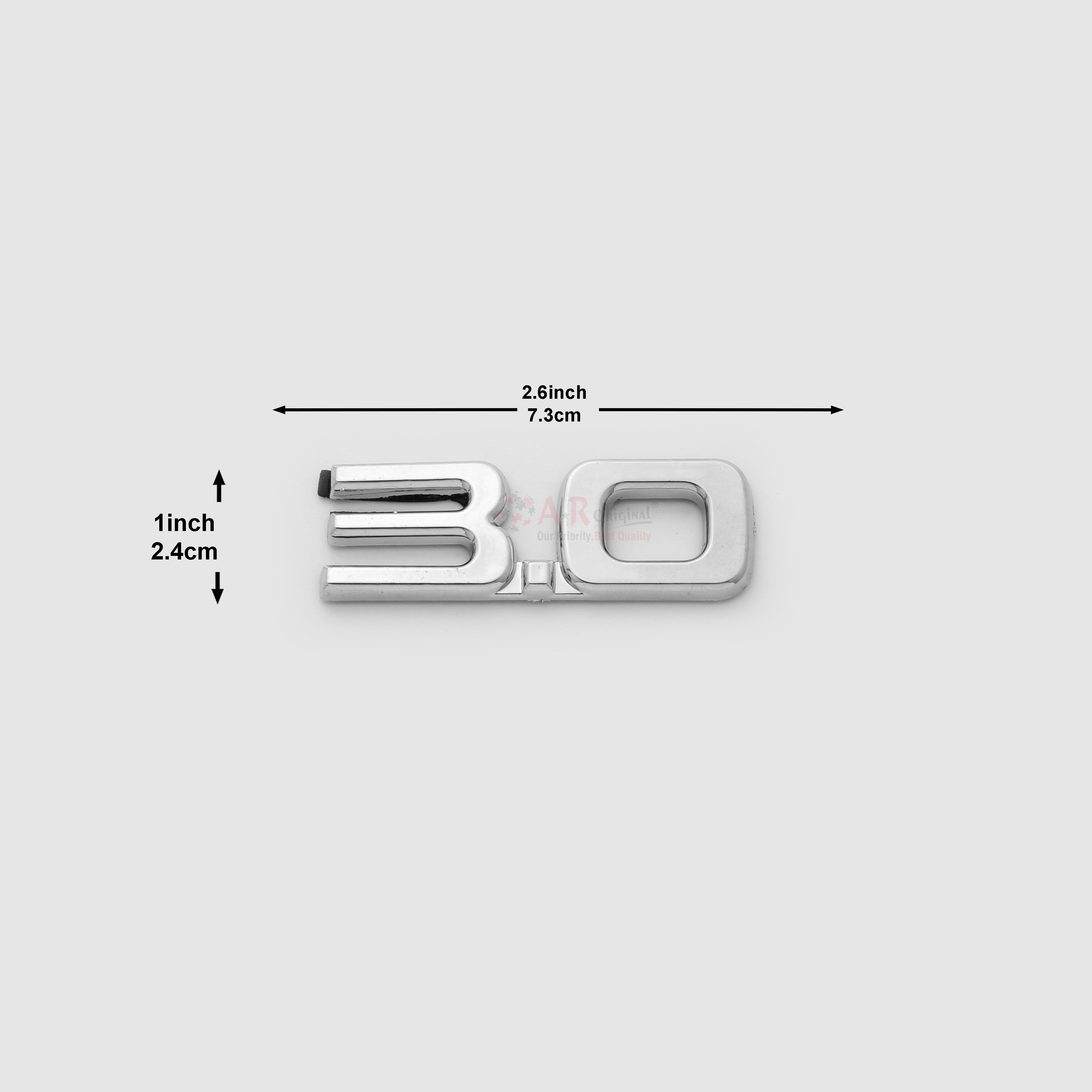 3.0 Emblem 1x2.5inch-2.5x7cm Chrome IP Badge