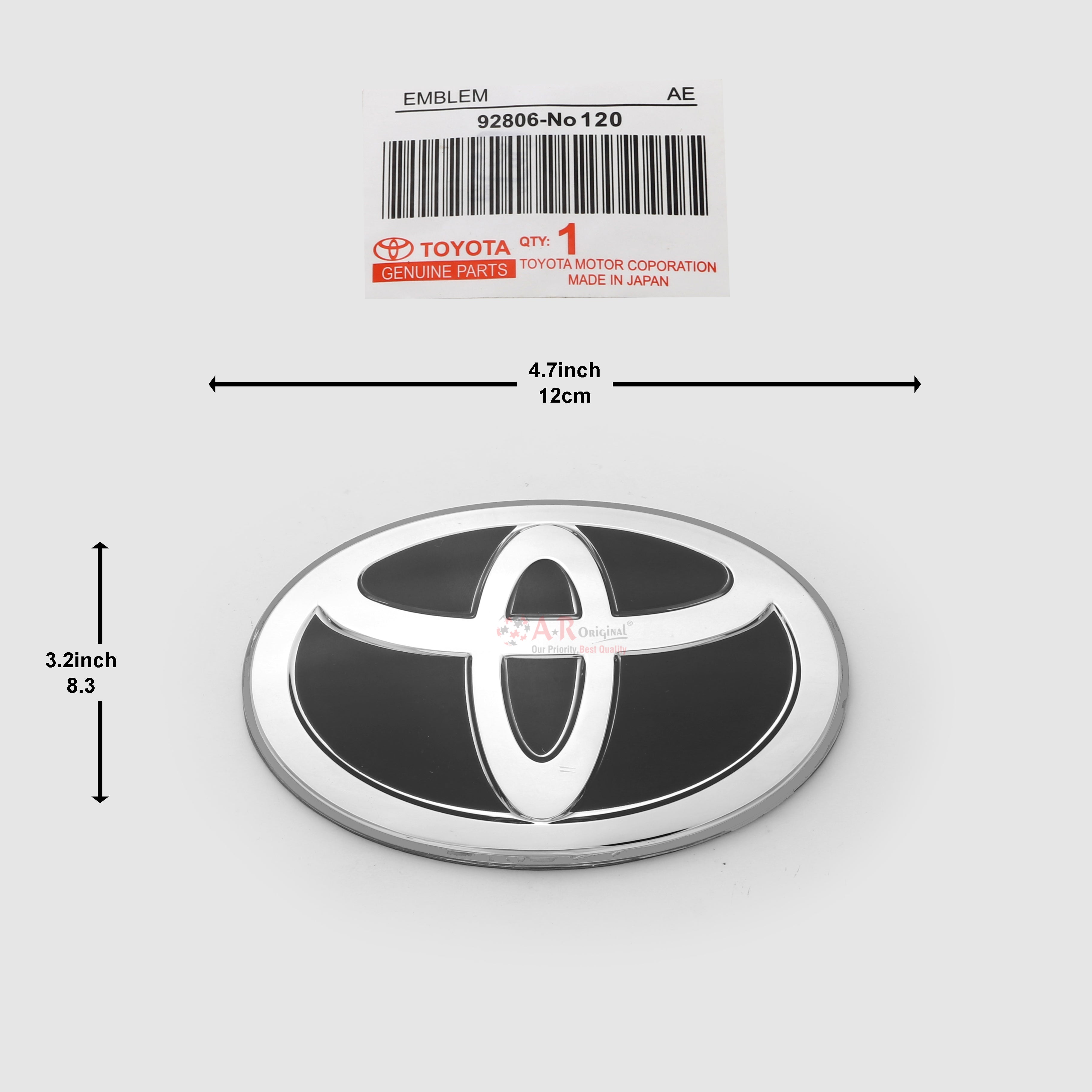 Toyota 3.2x4.7inch-8.3x 12cm Black Silver IP Badge