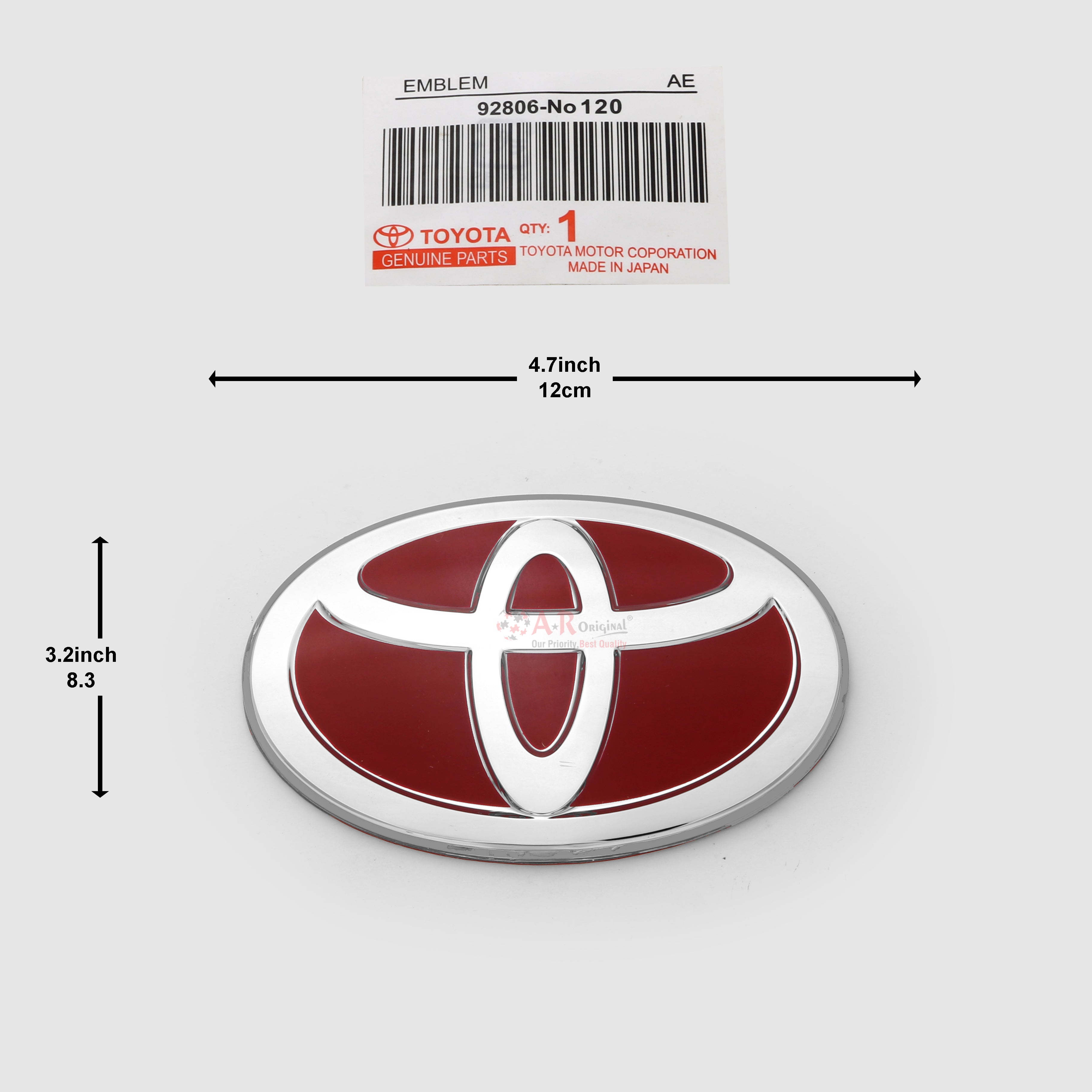 Toyota 3.2x4.7inch-8.3x 12cm Red Silver IP Badge
