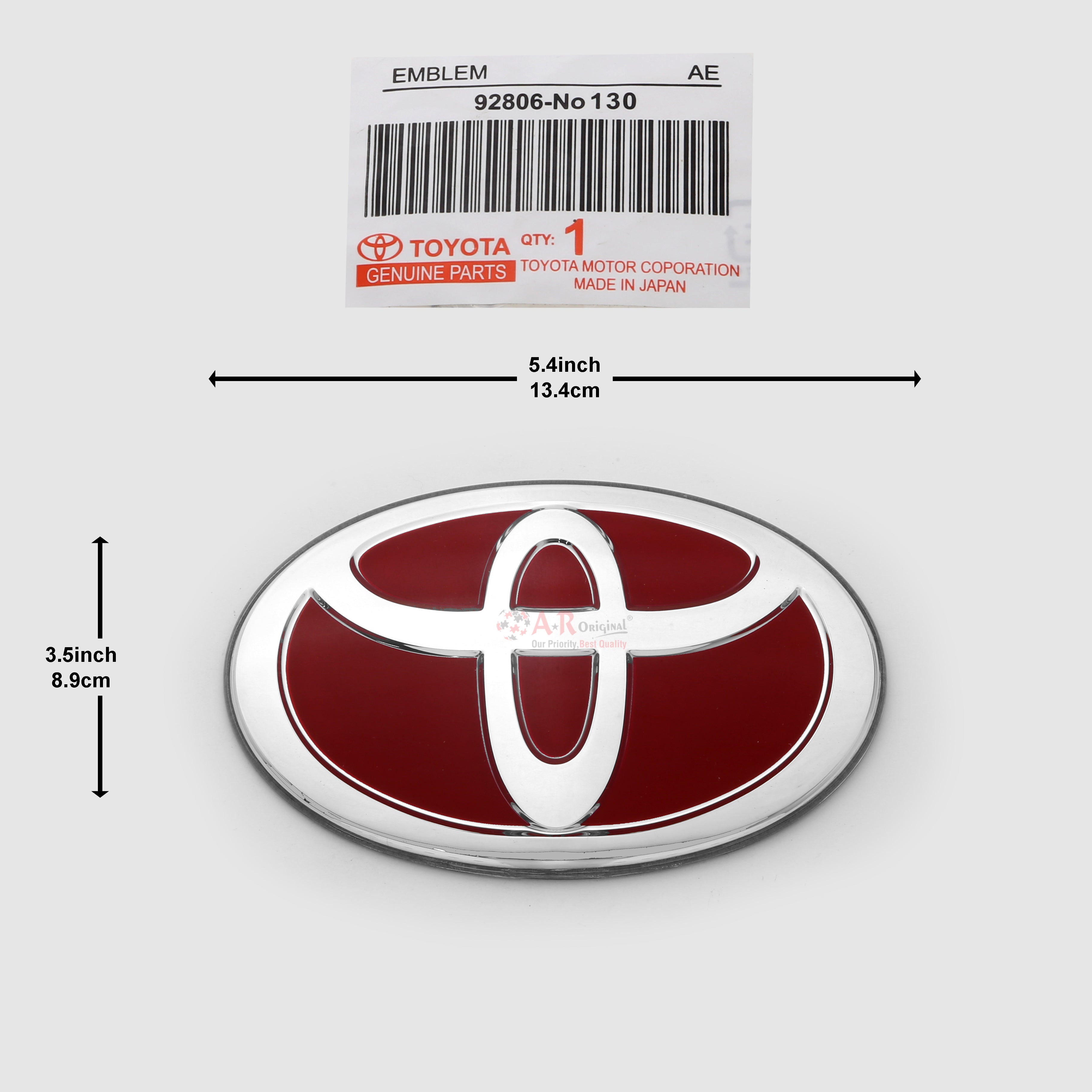 Toyota 3.5x5.4inch-8.9x 13.4cm Red Silver IP Badge