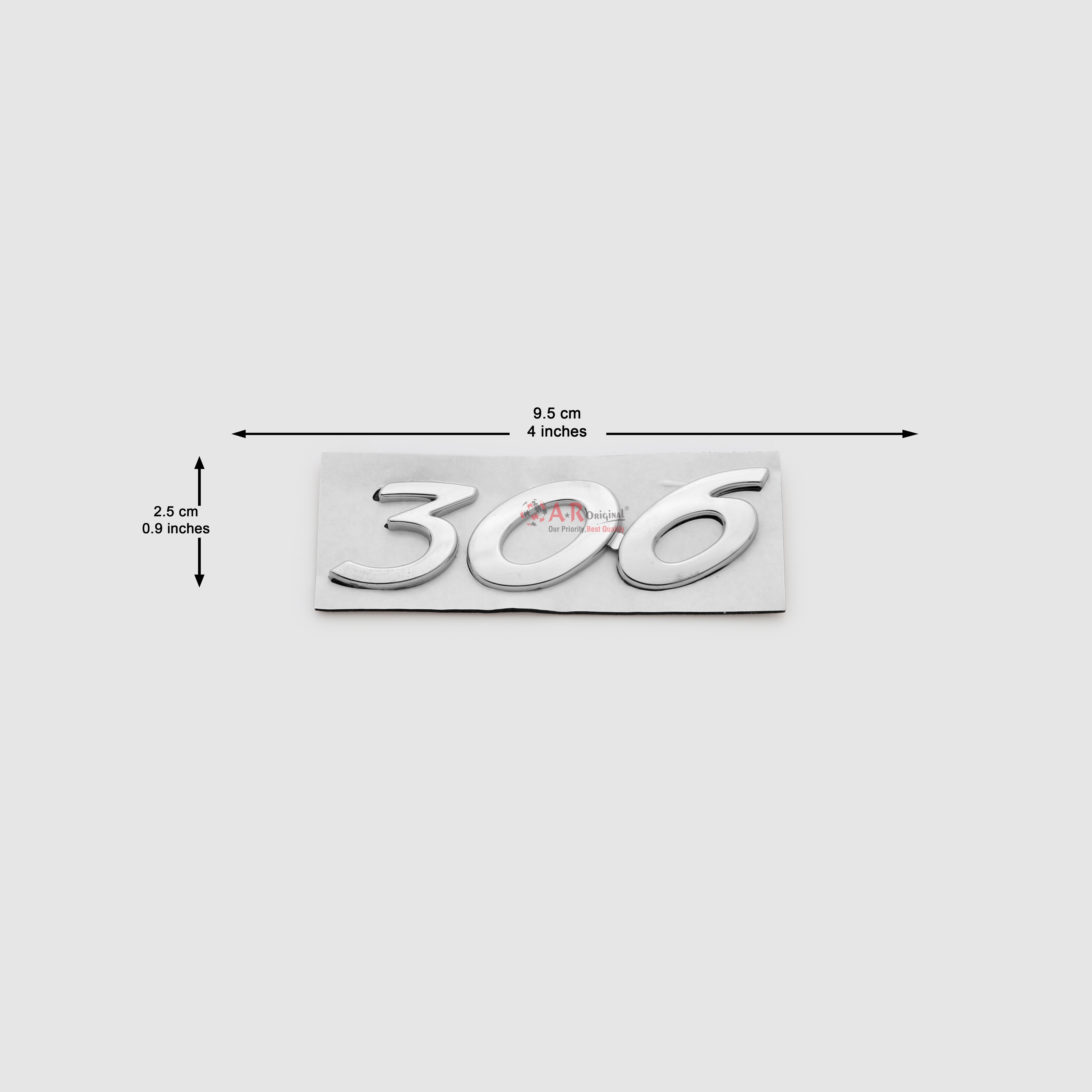 306 Emblem Peugeot 2.5x9.5cm Chrome IP Badge