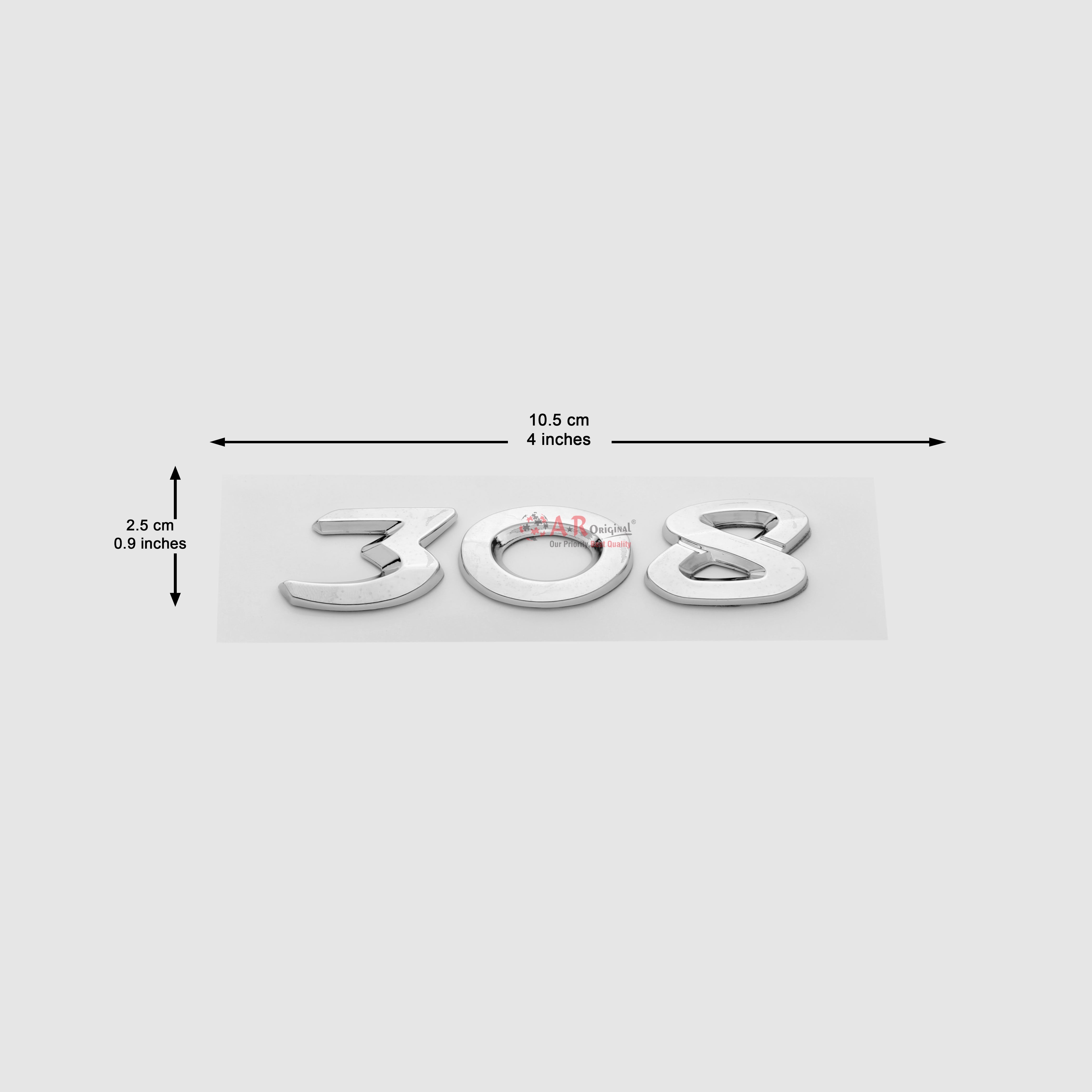 308 Emblem Peugeot 2.5x10.5cm Chrome IP Badge