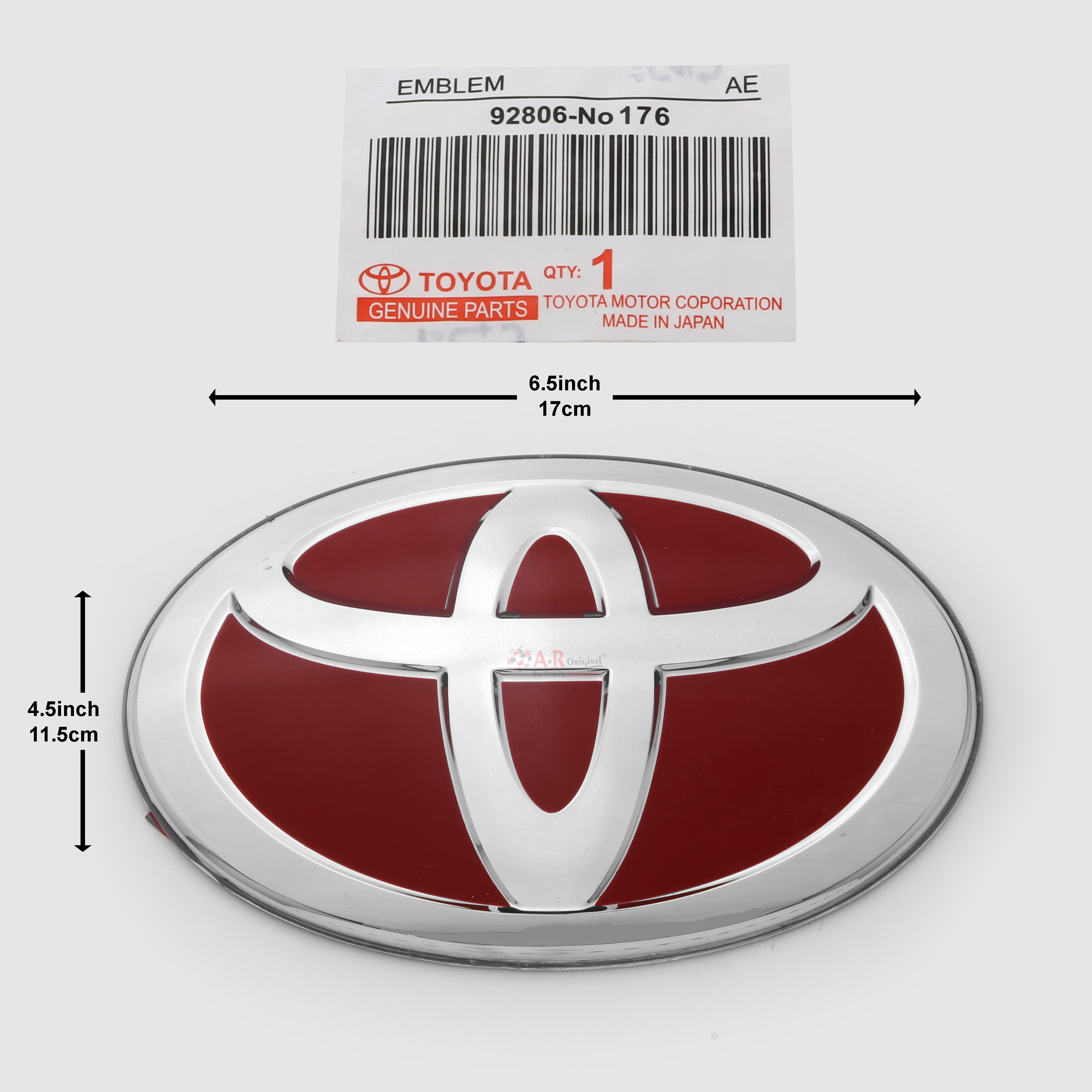 Toyota 4.5x6.5inch-11.5x17cm Red Silver IP Badge