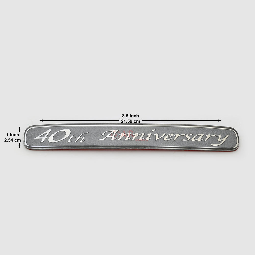 40thAnniversary 1x8.5inch-2.5x22cm Emblem Glass Chrome IP Badge