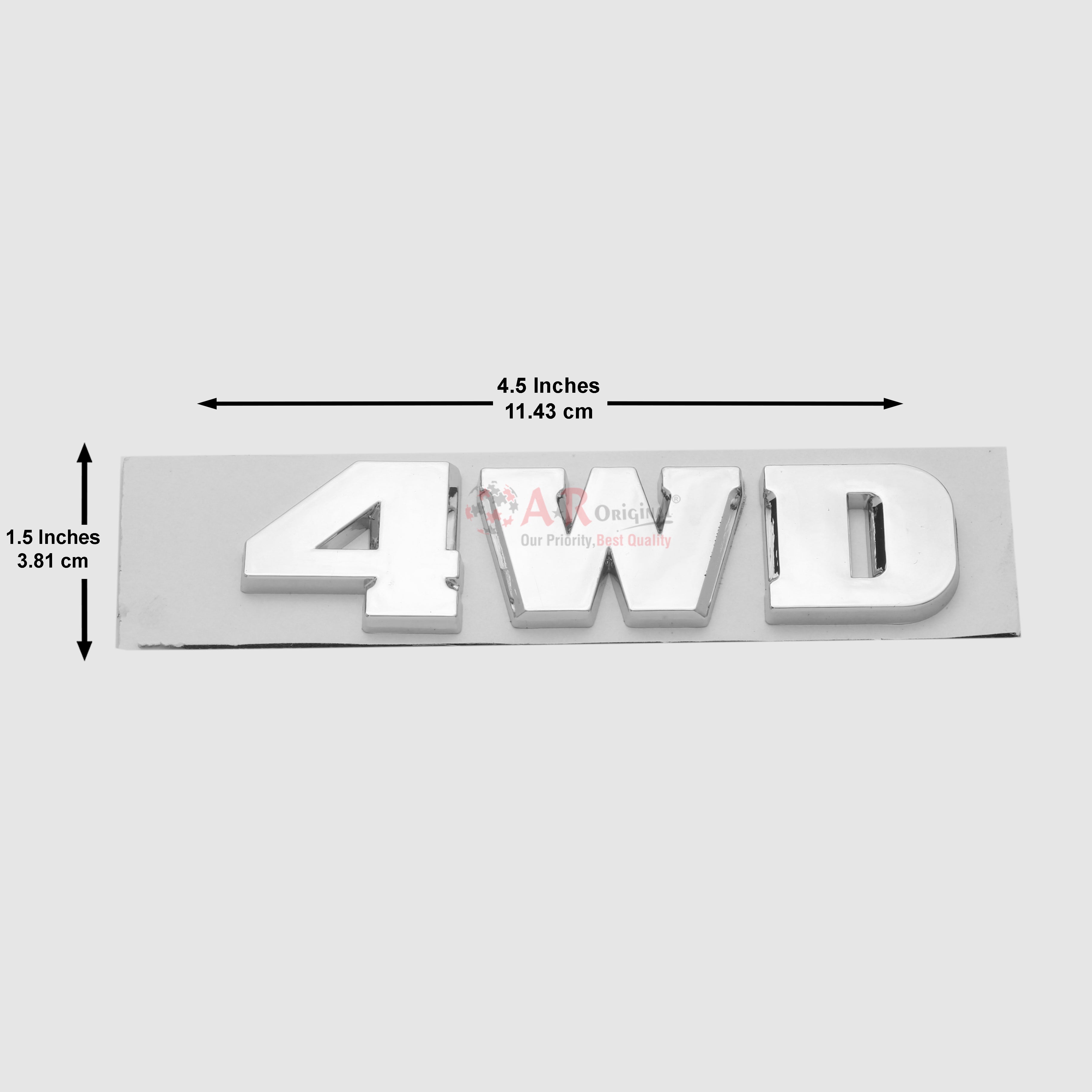 4WD Emblem 1.5x4inch-3,5x11cm Separate Alpha Chrome IP Badge