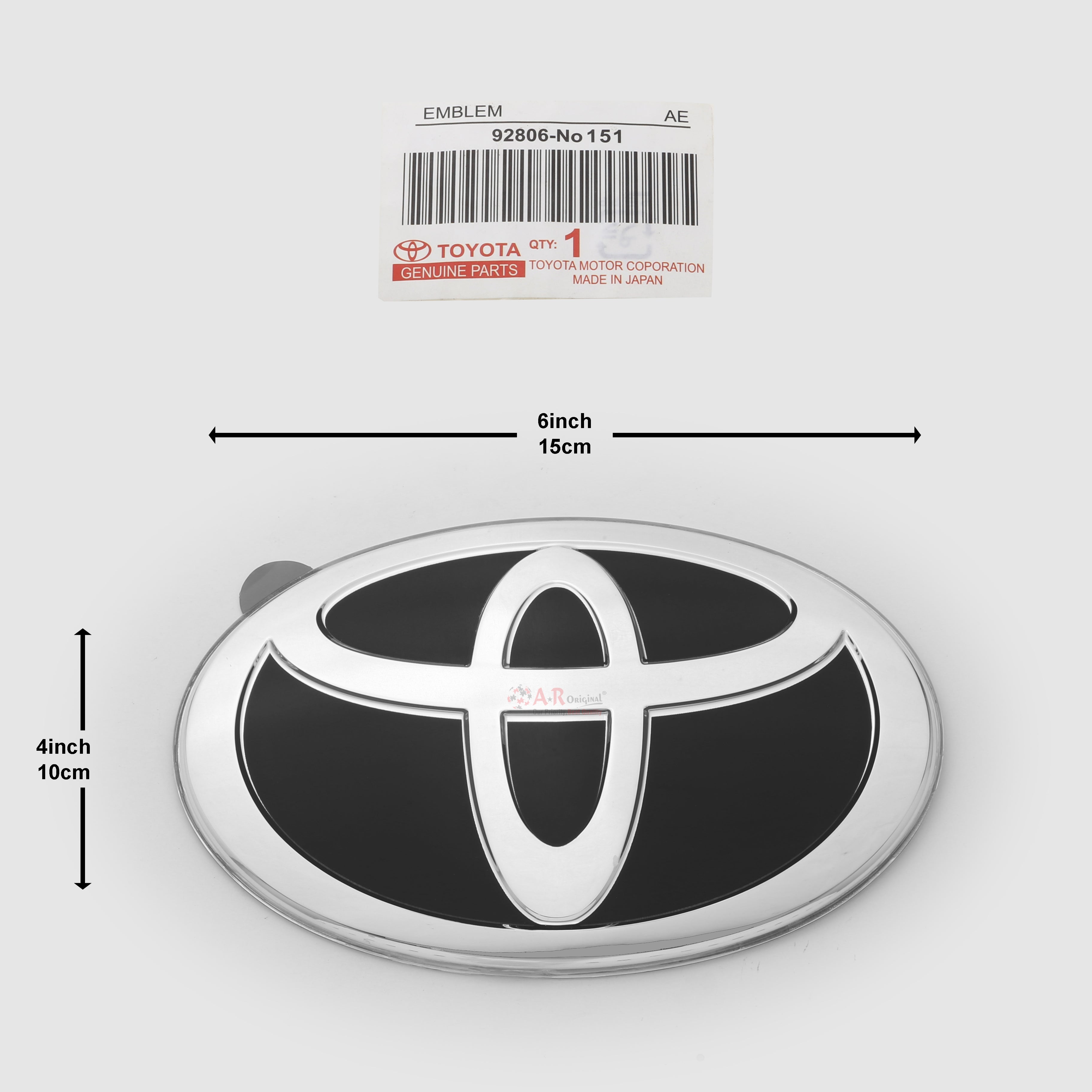 Toyota 4x6inch-10x15cm Black Silver IP Badge