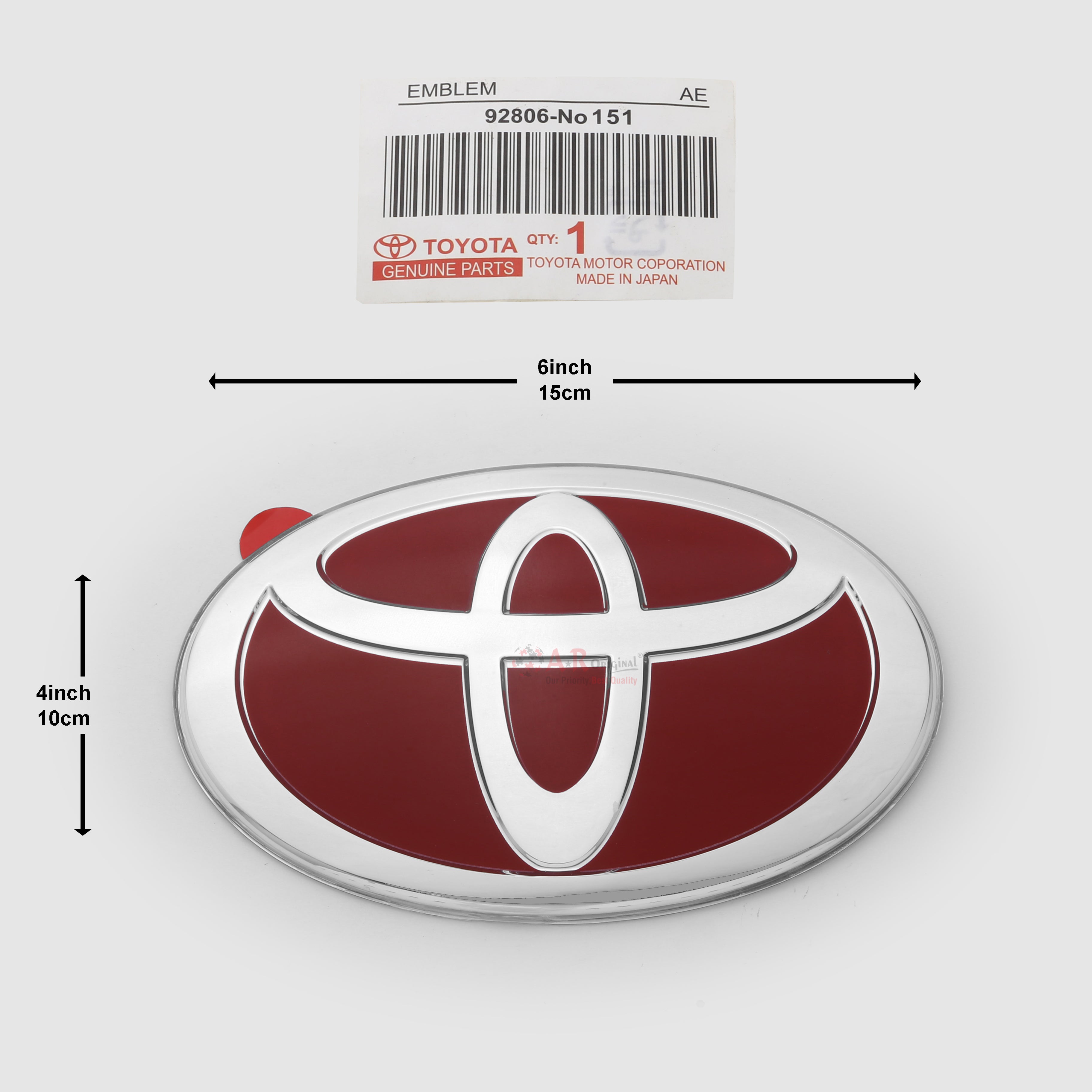 Toyota 4x6inch-10x15cm Red Silver IP Badge