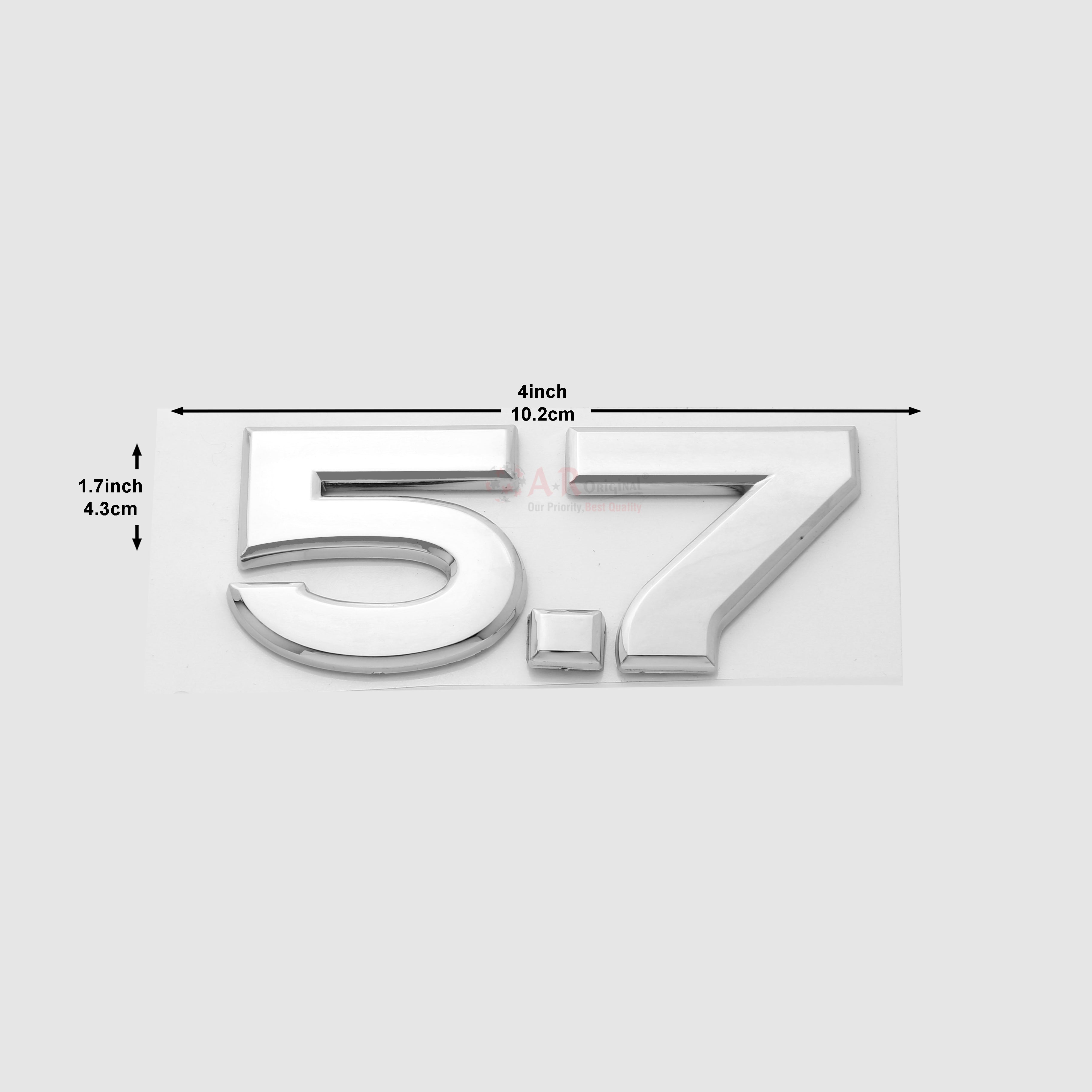 5.7 Emblem 1.7x4inch-4x10cm Chrome IP Badge