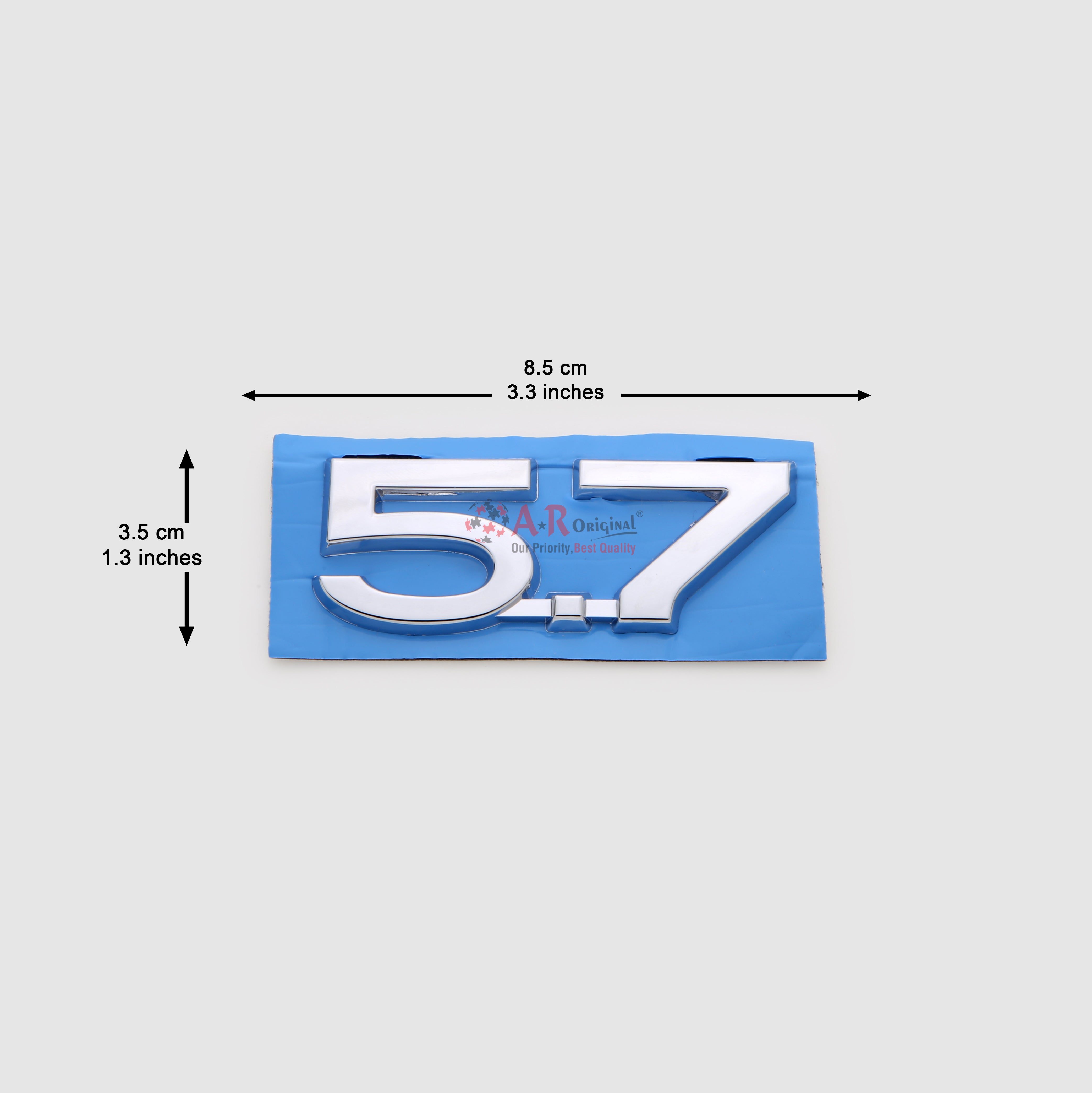 5.7 Emblem 3.5x8.5cm Chrome IP Badge
