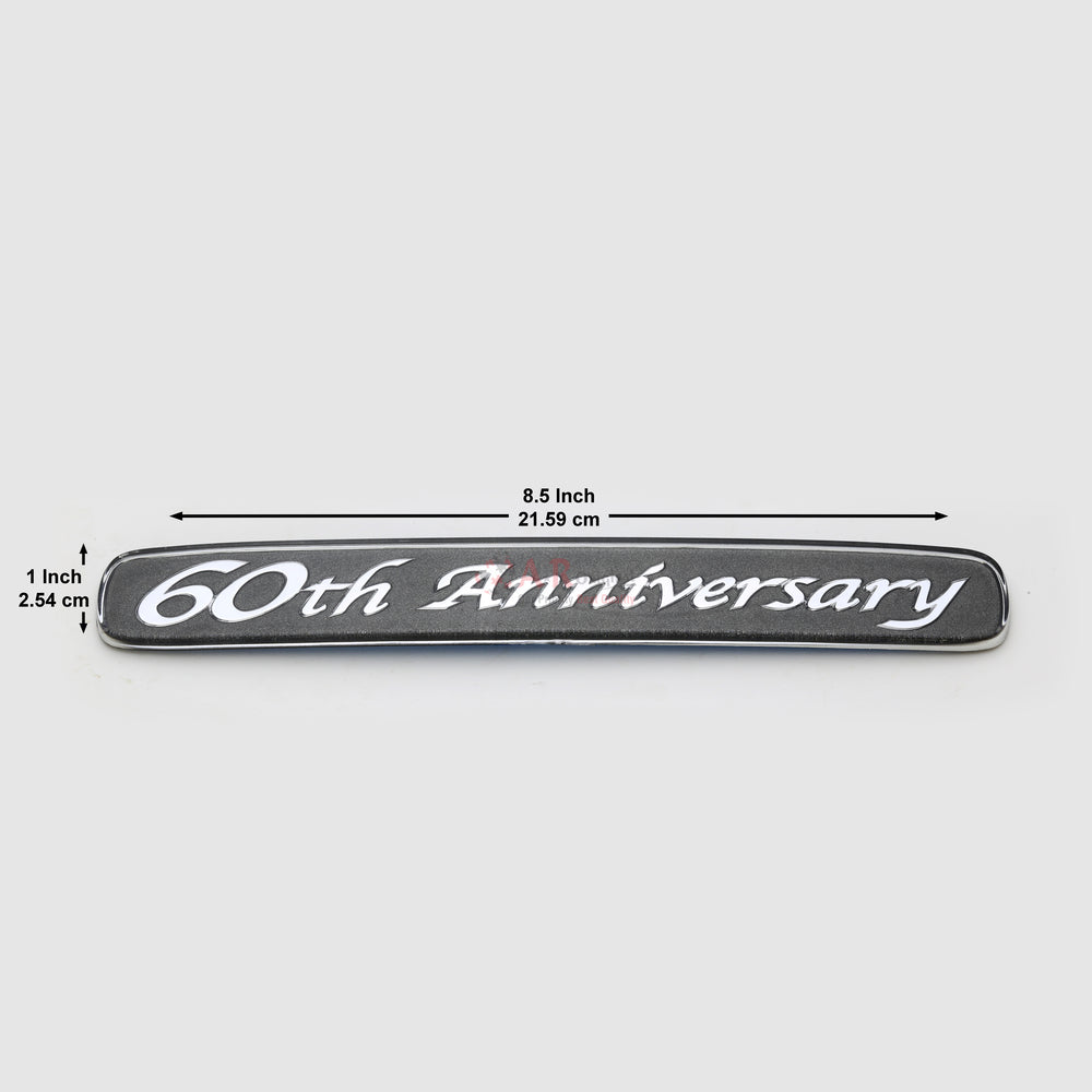 60thAnniversary Emblem 1.25x8.5inch-2.5x22cm (Glass) Chrome IP Badge