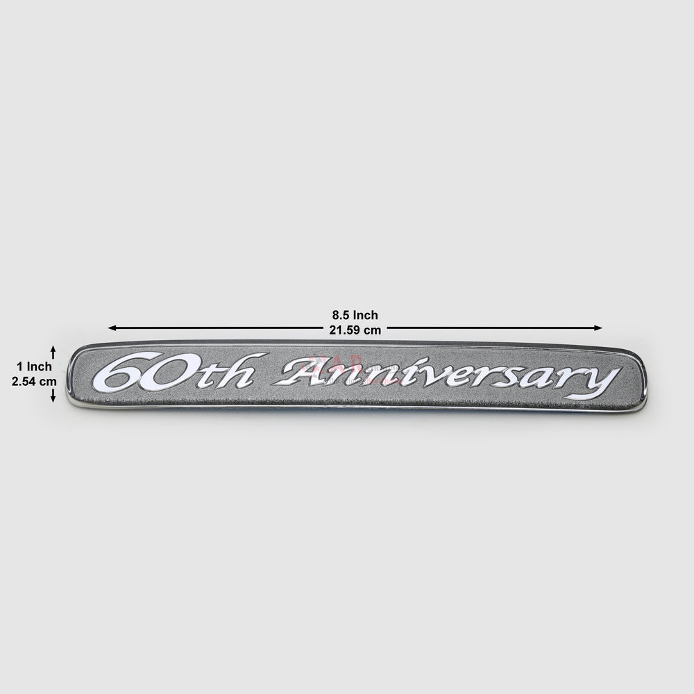 60thAnniversary Emblem 1.25x8.5inch-2.5x22cm (Glass) Chrome IP Badge