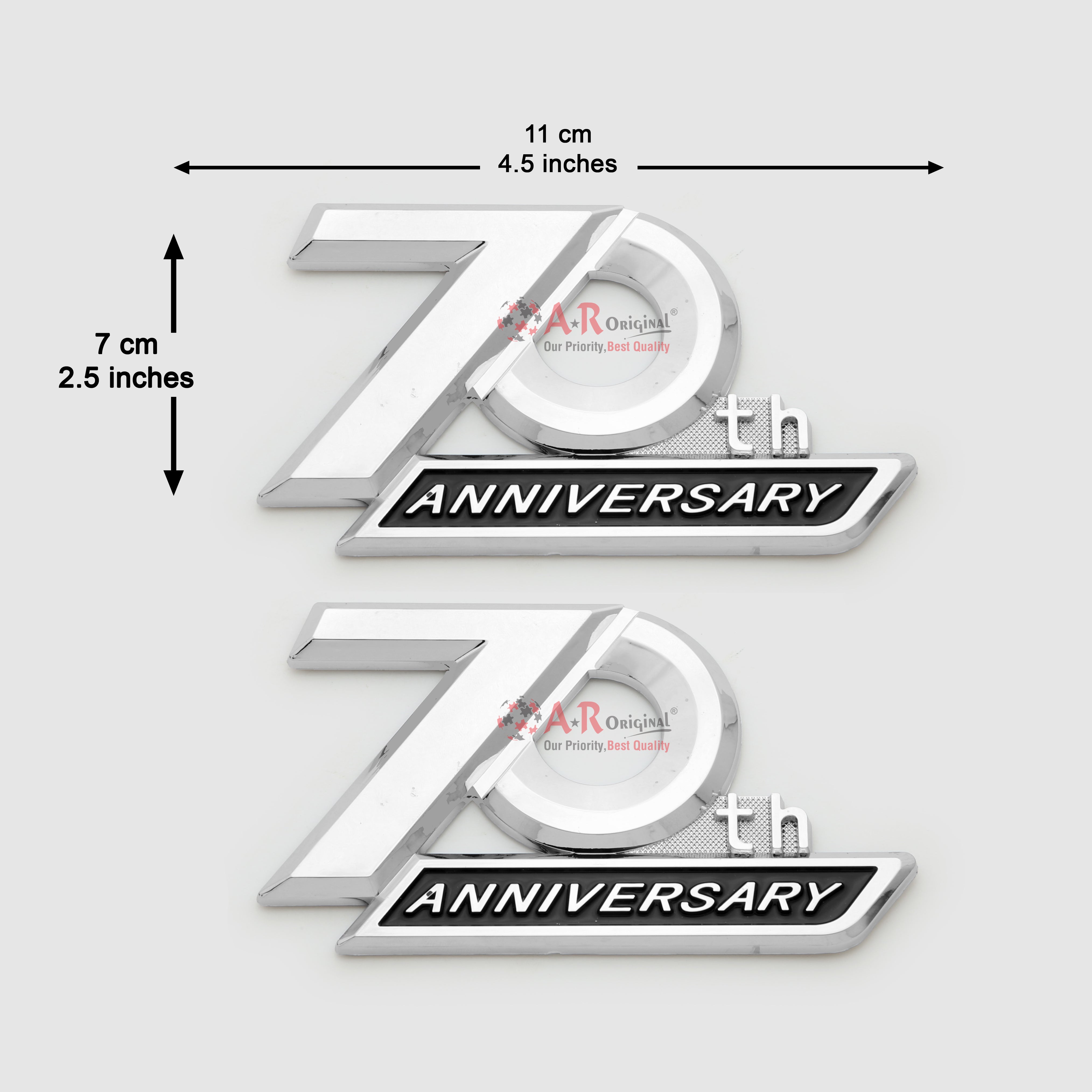 70th Anniversary 7x11cm 2pcs set Chrome IP Badge