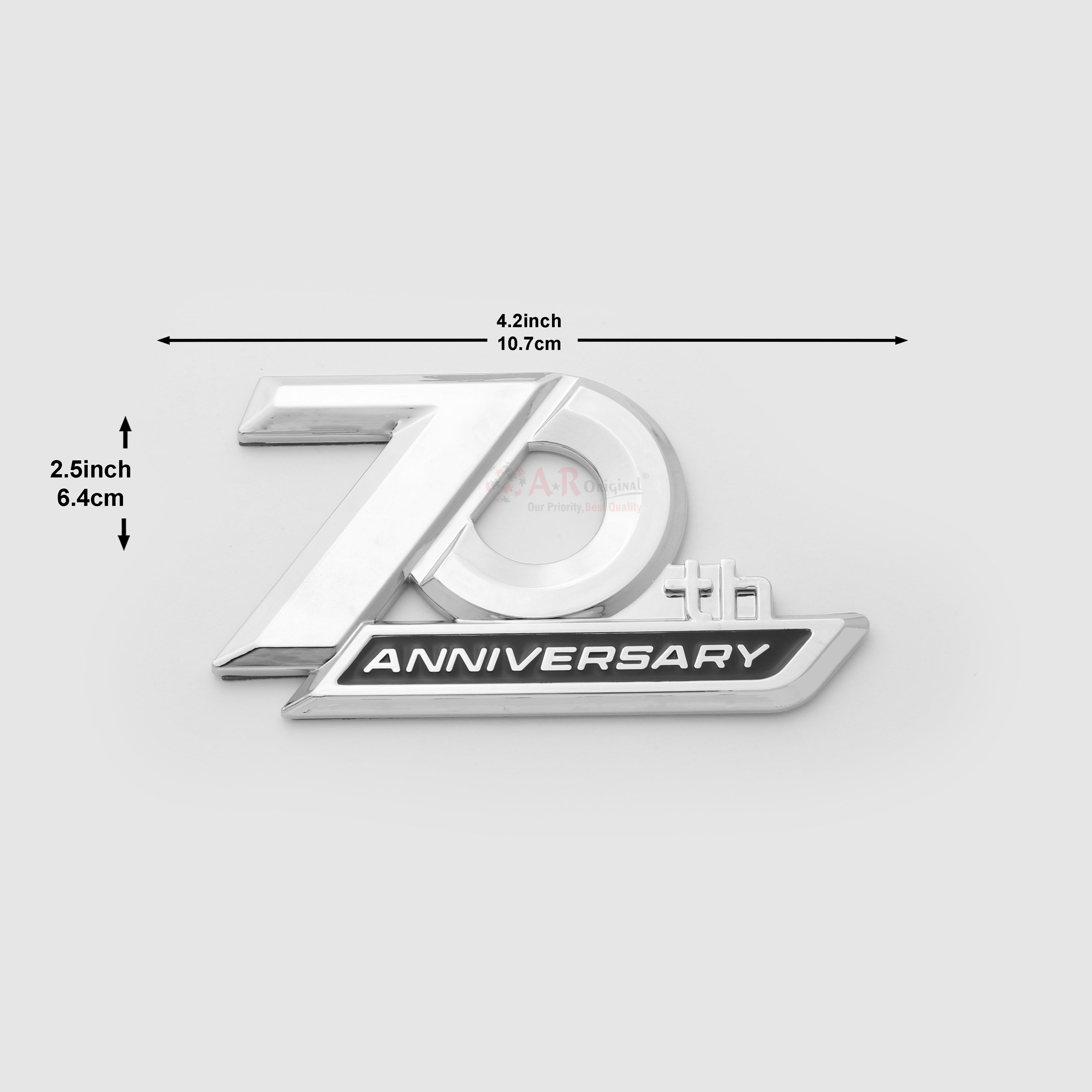 70th Anniversary Emblem 2pcs Set 2.5x4inch,6x10.5cm Chrome IP Badge