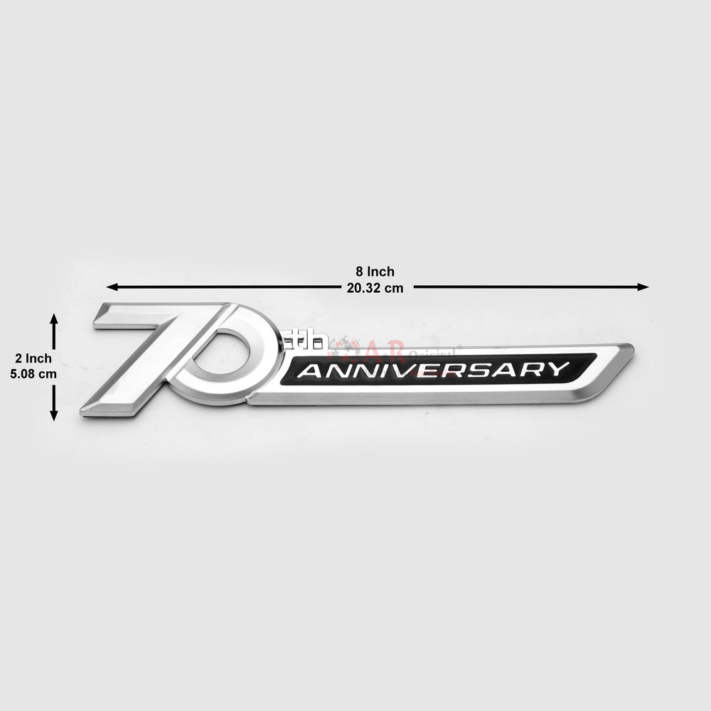 70thAnniversary Emblem 2x8inch-5x20cm Chrome IP Badge
