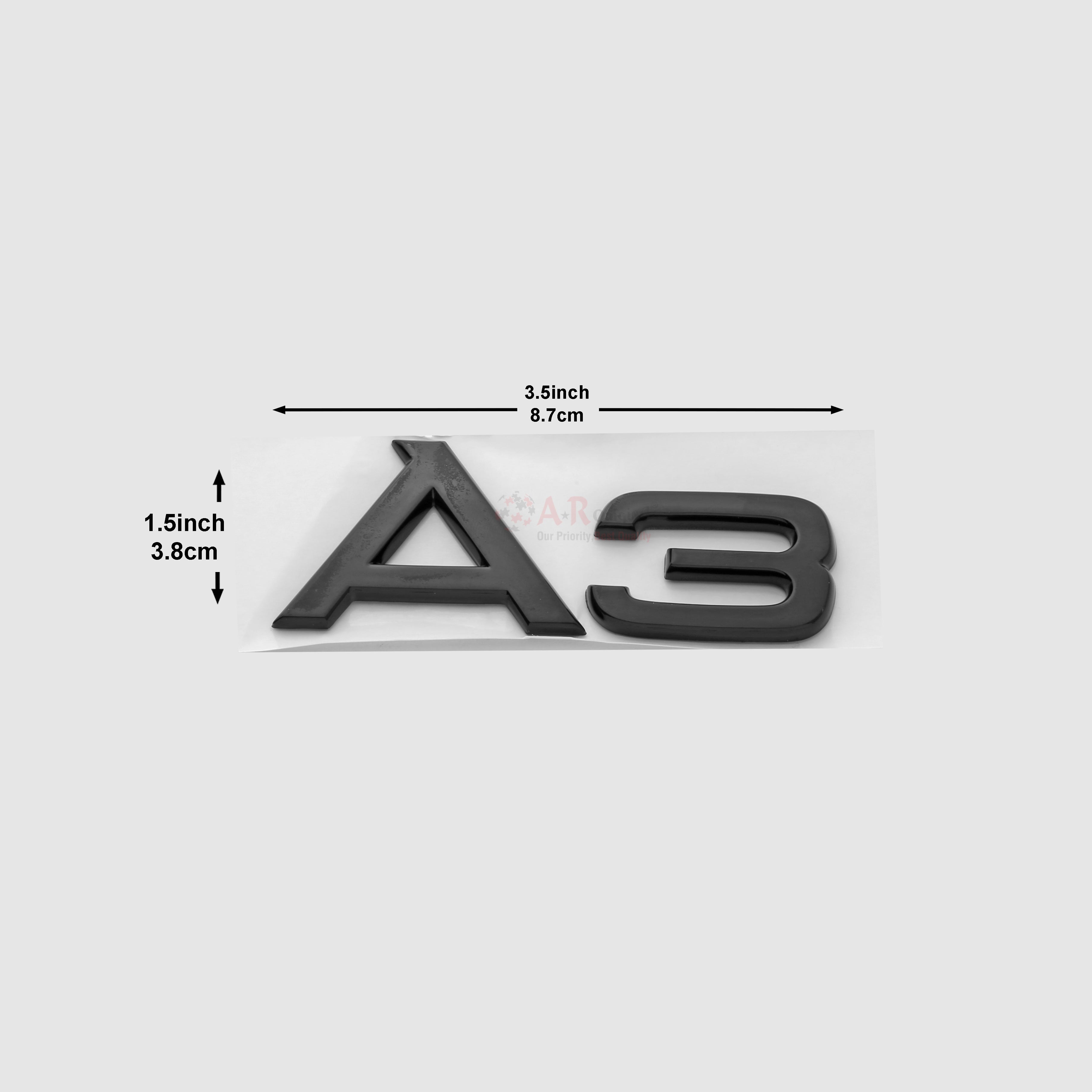 A3 Emblem Audi 1.5x3.5inch,3.5x8cm Black IP Badge