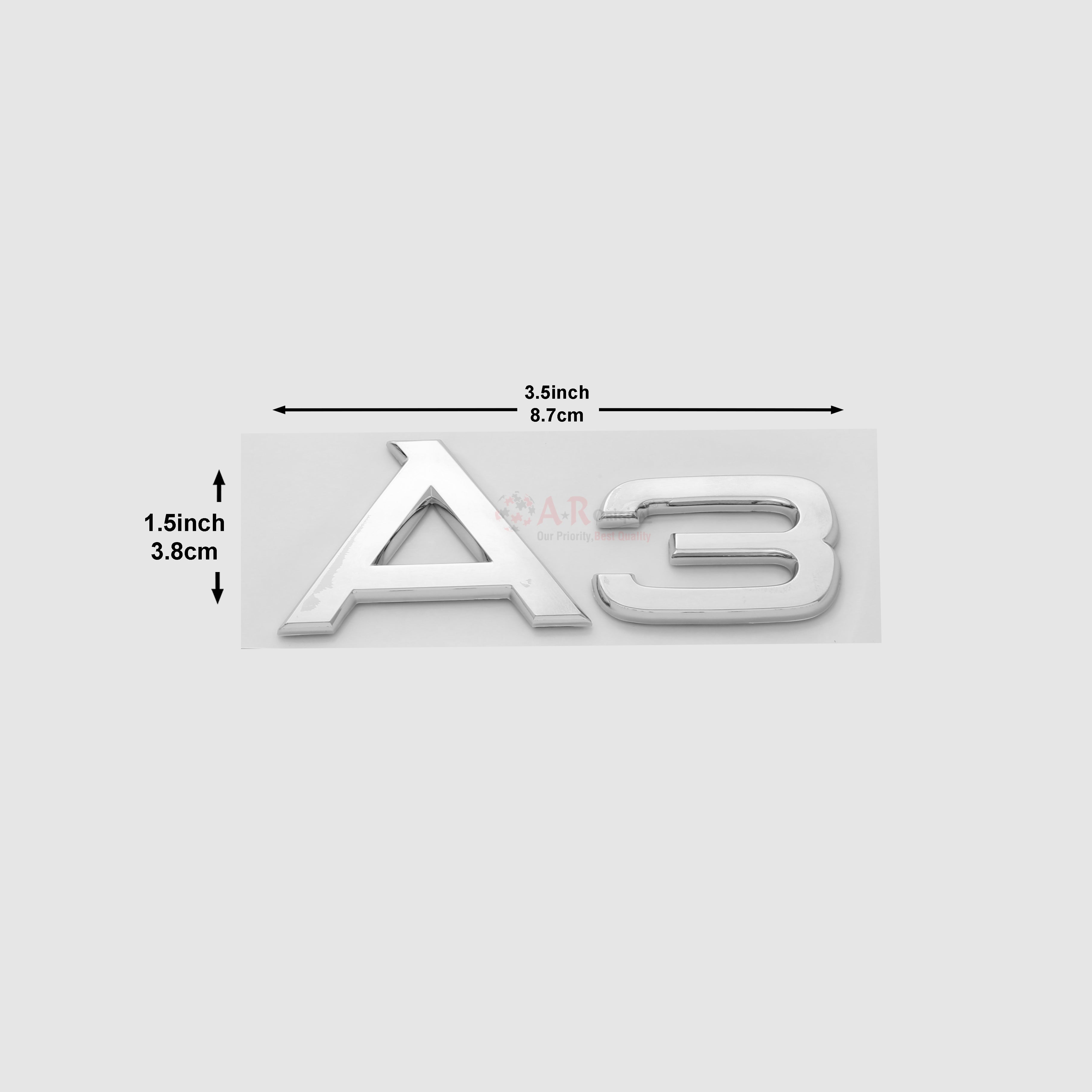 A3 Emblem Audi 1.5x3.5inch,3.5x8cm Chrome IP Badge