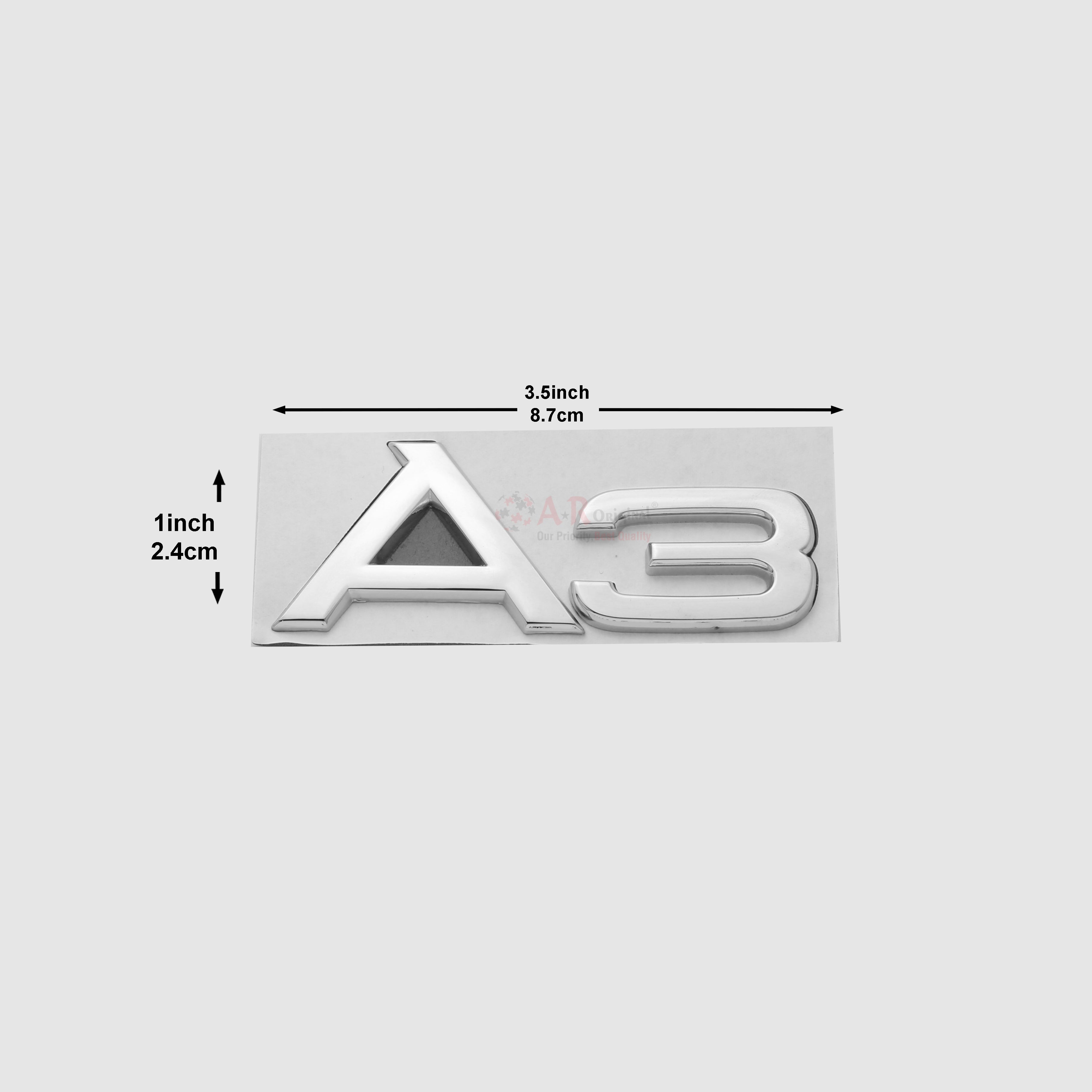 A3 Emblem Audi 1.5x3.5inch,3.5x8cm Chrome IP Badge