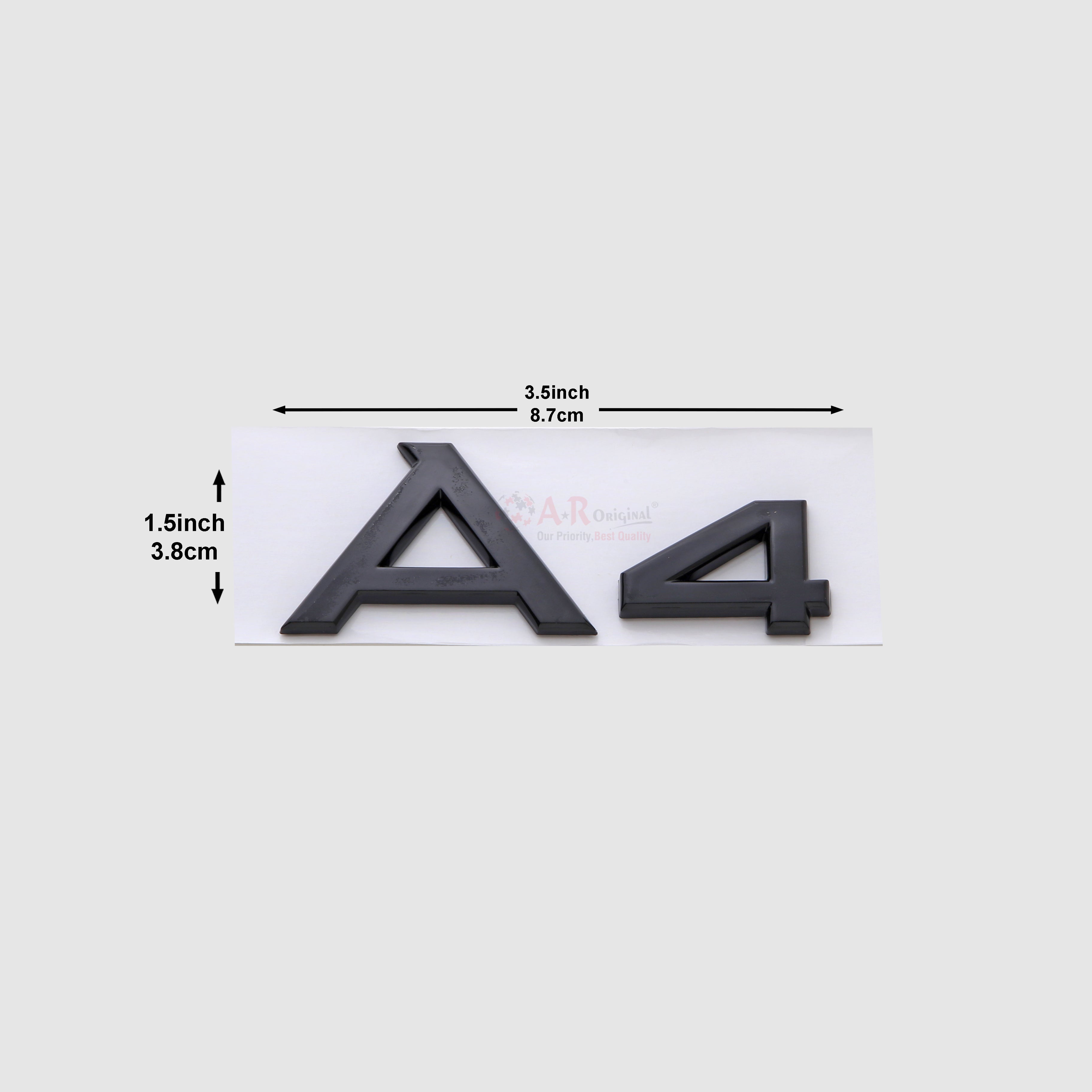 A4 Emblem Audi 1.5x3.5inch-3.5x8cm Black IP Badge