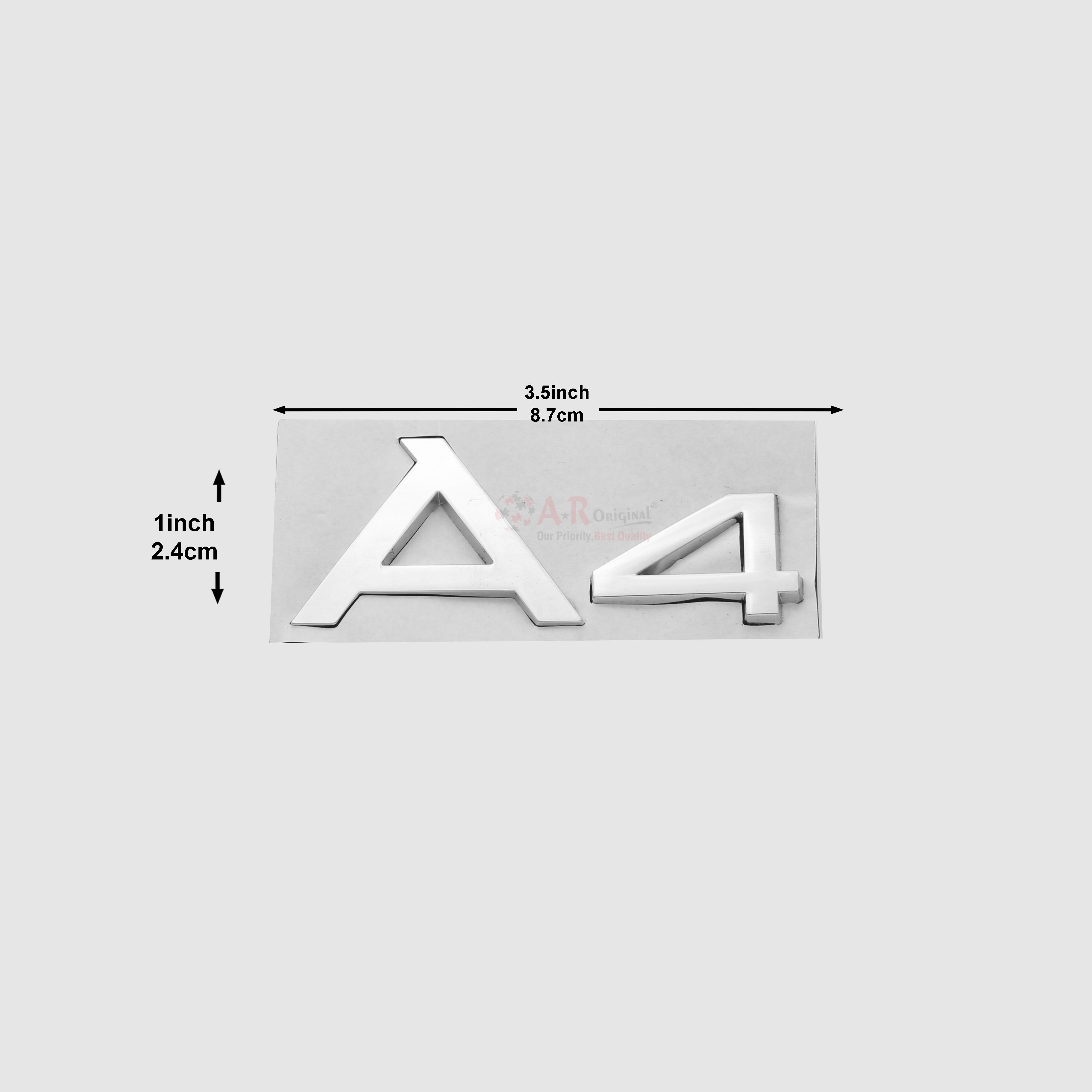 A4 Emblem Audi 1.5x3.5inch,3.5x8cm Chrome IP Badge