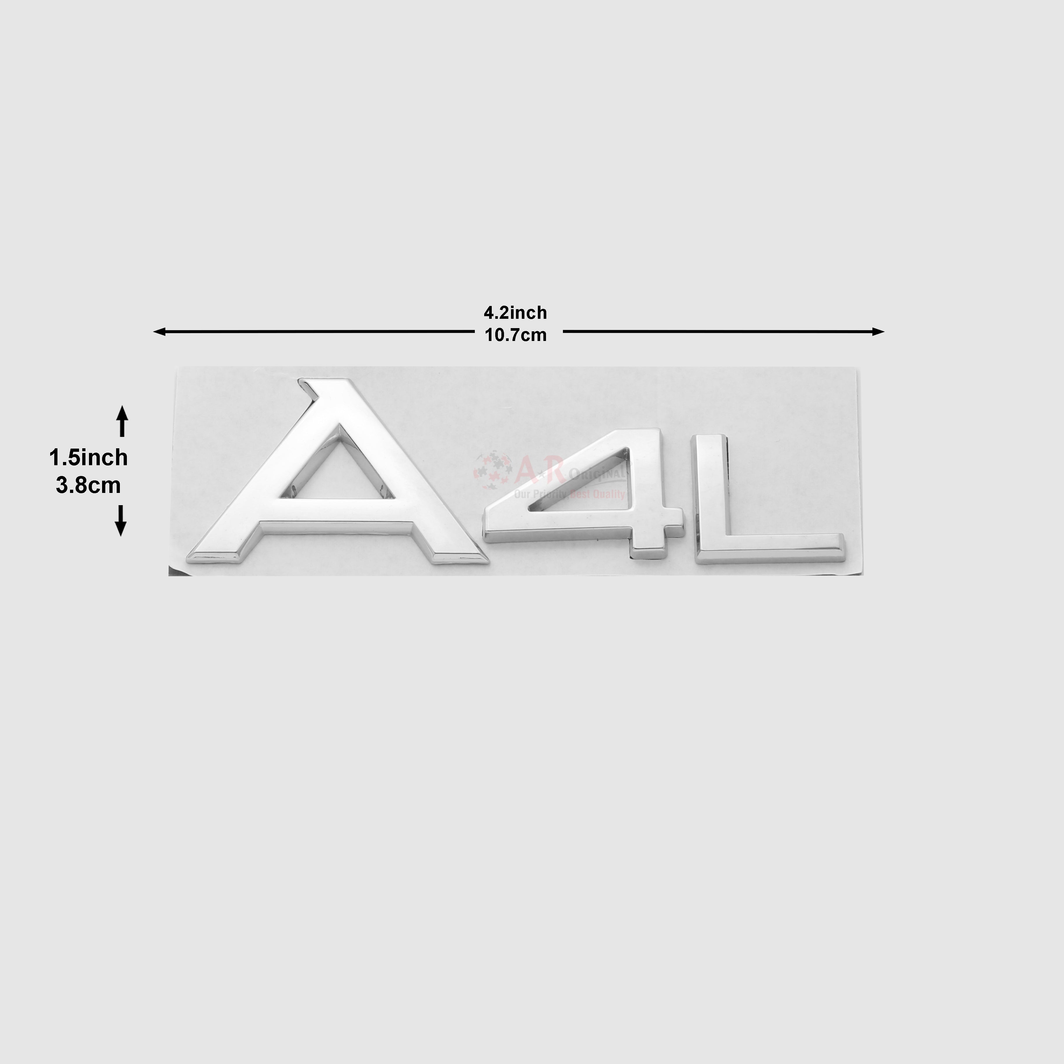 A4L Emblem Audi 1.5x4inch-4x11cm  Chrome IP Badge