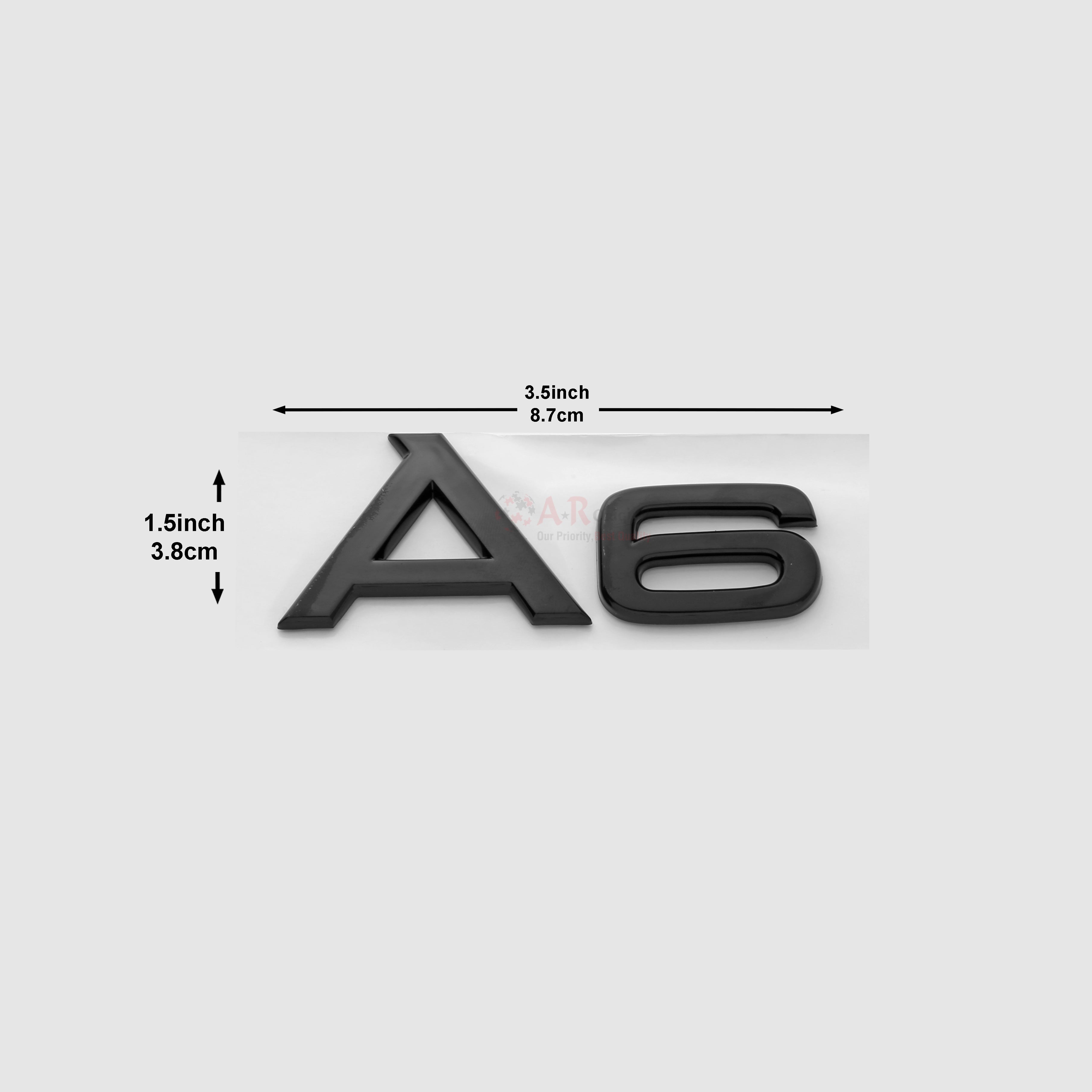 A6 Emblem Audi 1.5x3.5inch-3.5x8cm Black IP Badge