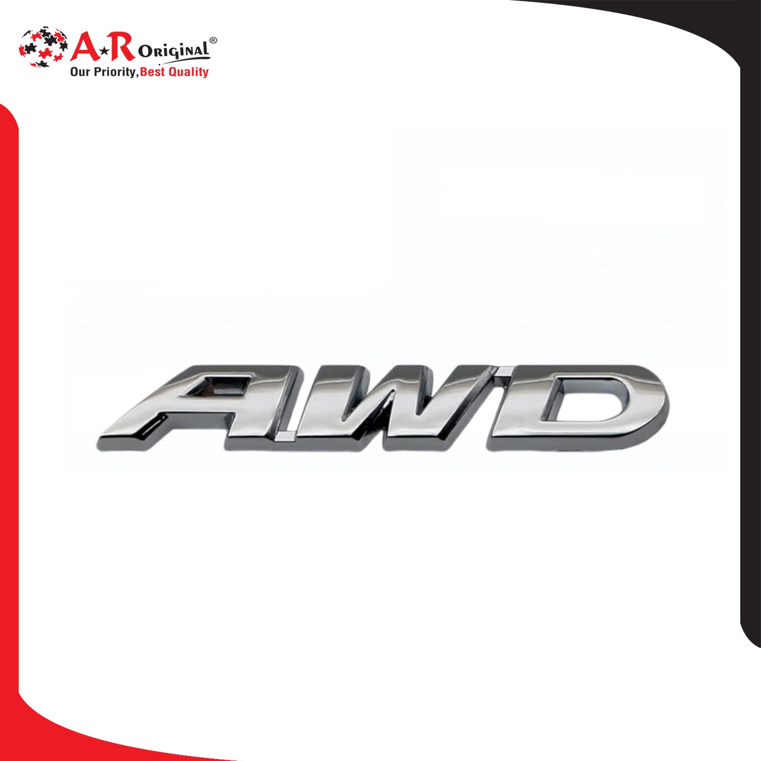 AWD Emblem 0.6x3.3inch-1.8x8.7cm Chrome MT-LC Badge