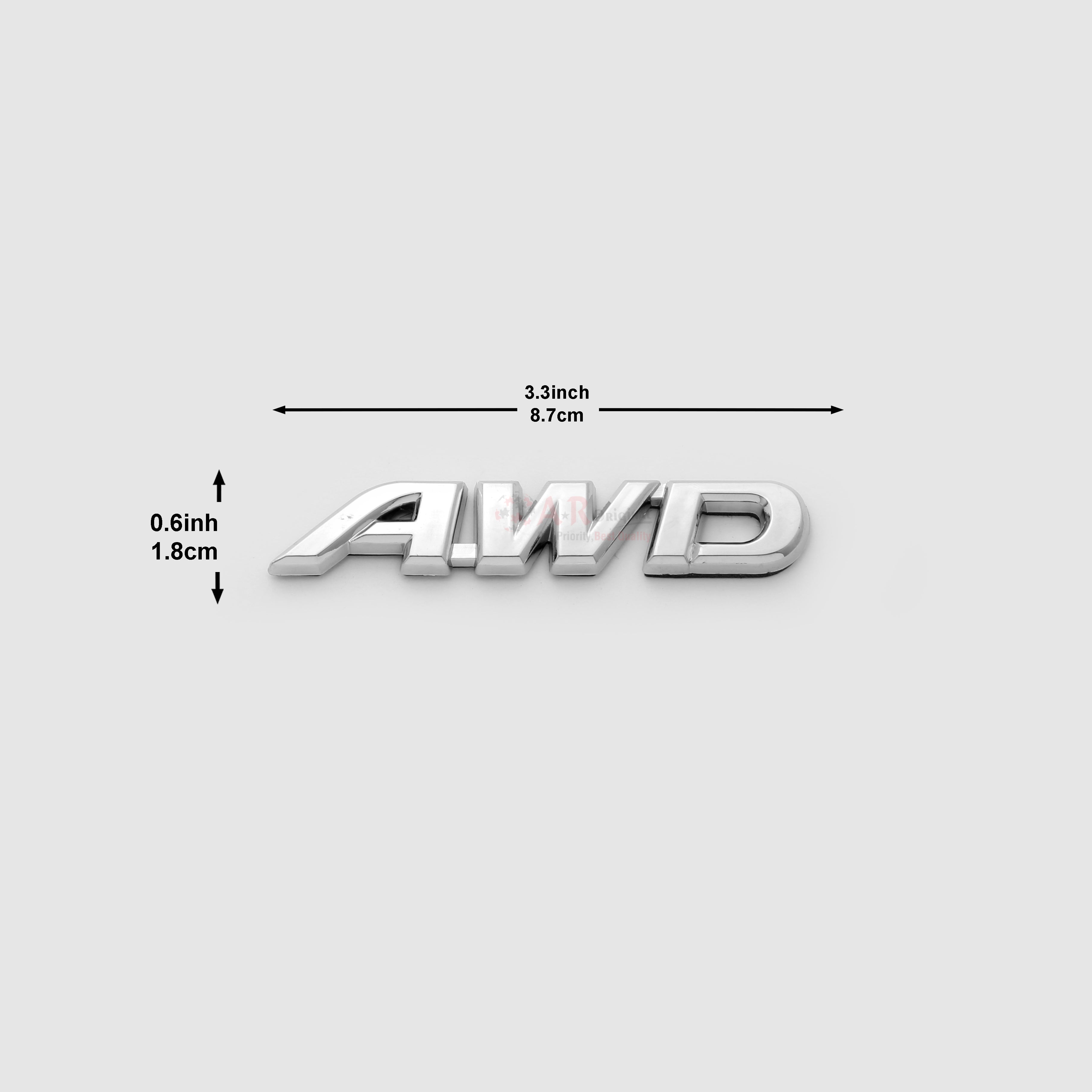 AWD Emblem 0.6x3.3inch-1.8x8.7cm Chrome MT-LC Badge