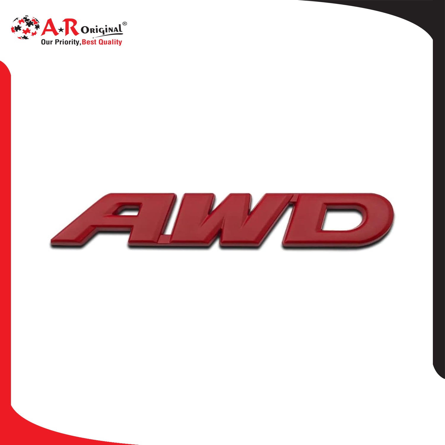 AWD Emblem 0.6x3.3inch-1.8x8.7cm Red MT-LC Badge