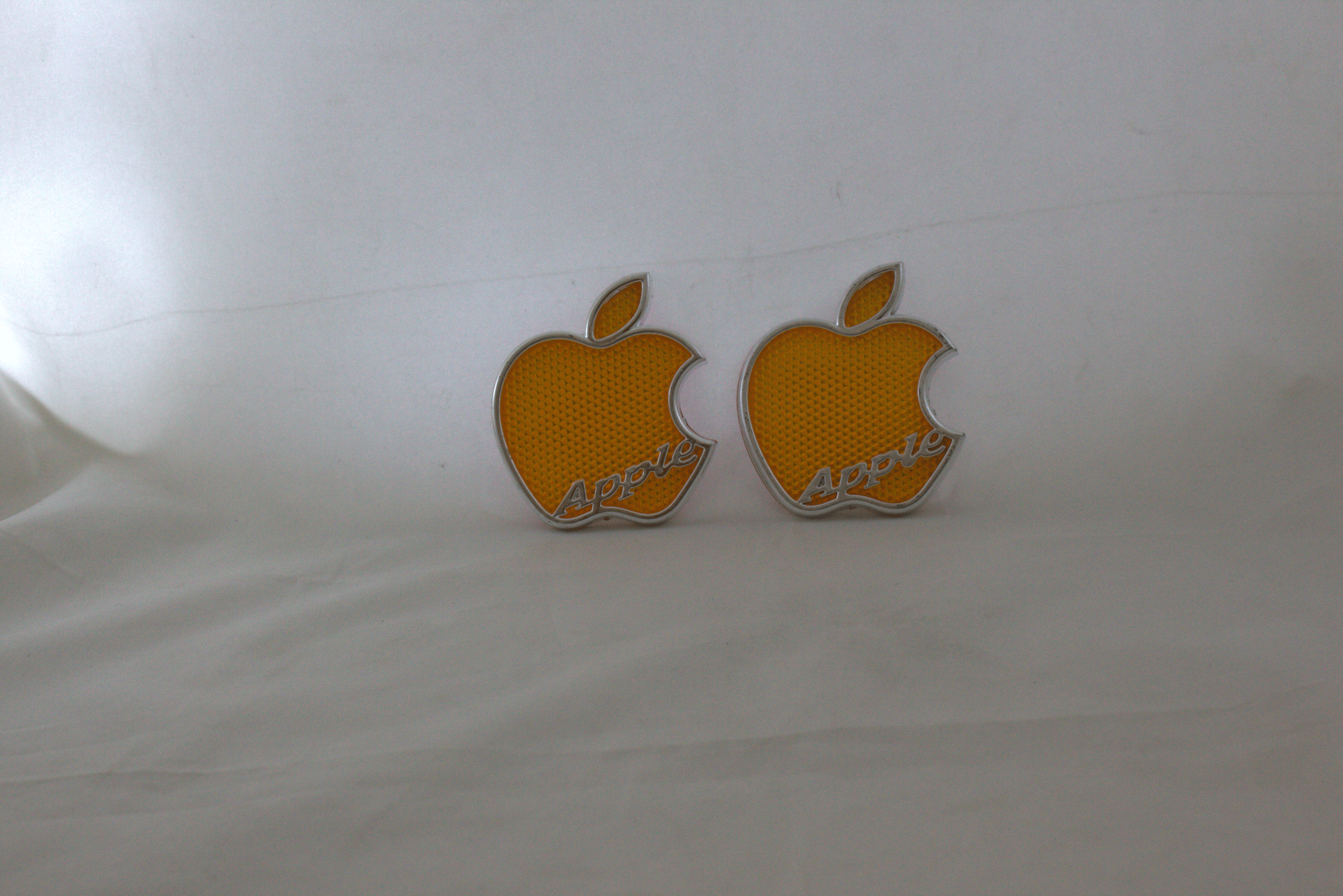 Apple Logo 2pc set Yellow Chrome IP Badge