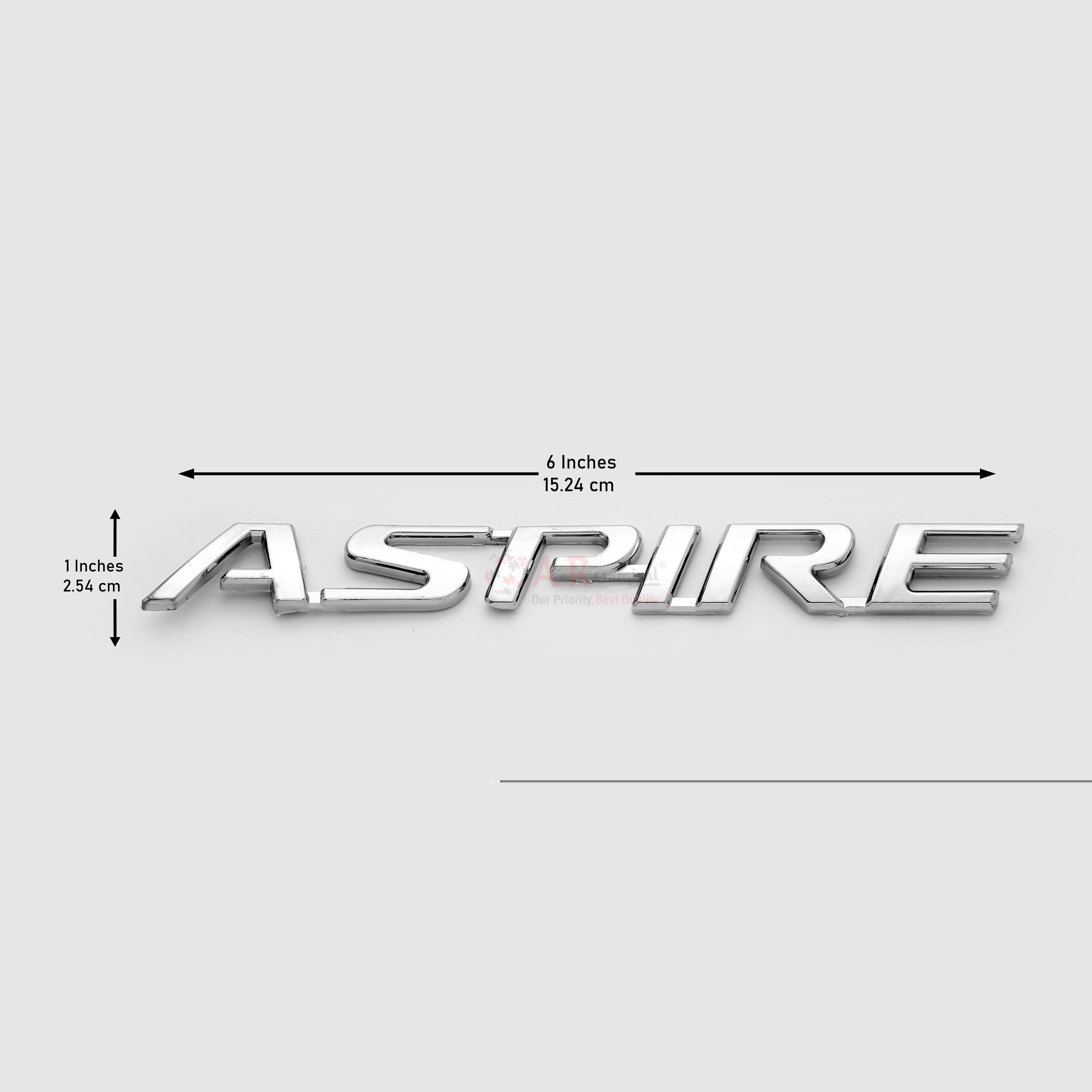 Aspire Emblem 1x6 inch-2.5x15cm Chrome LC Badge