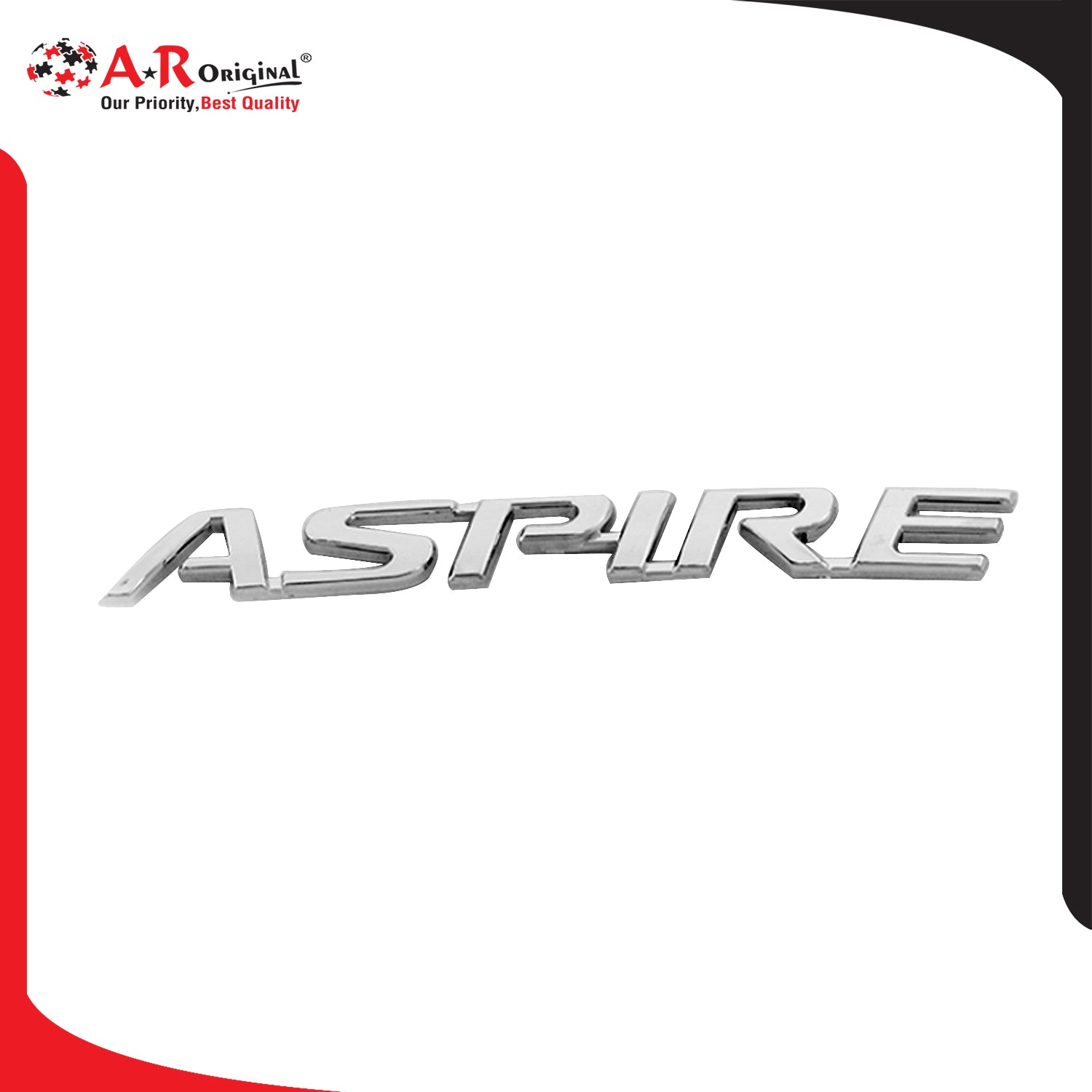 Aspire Emblem 1x6 inch-2.5x15cm Chrome LC Badge