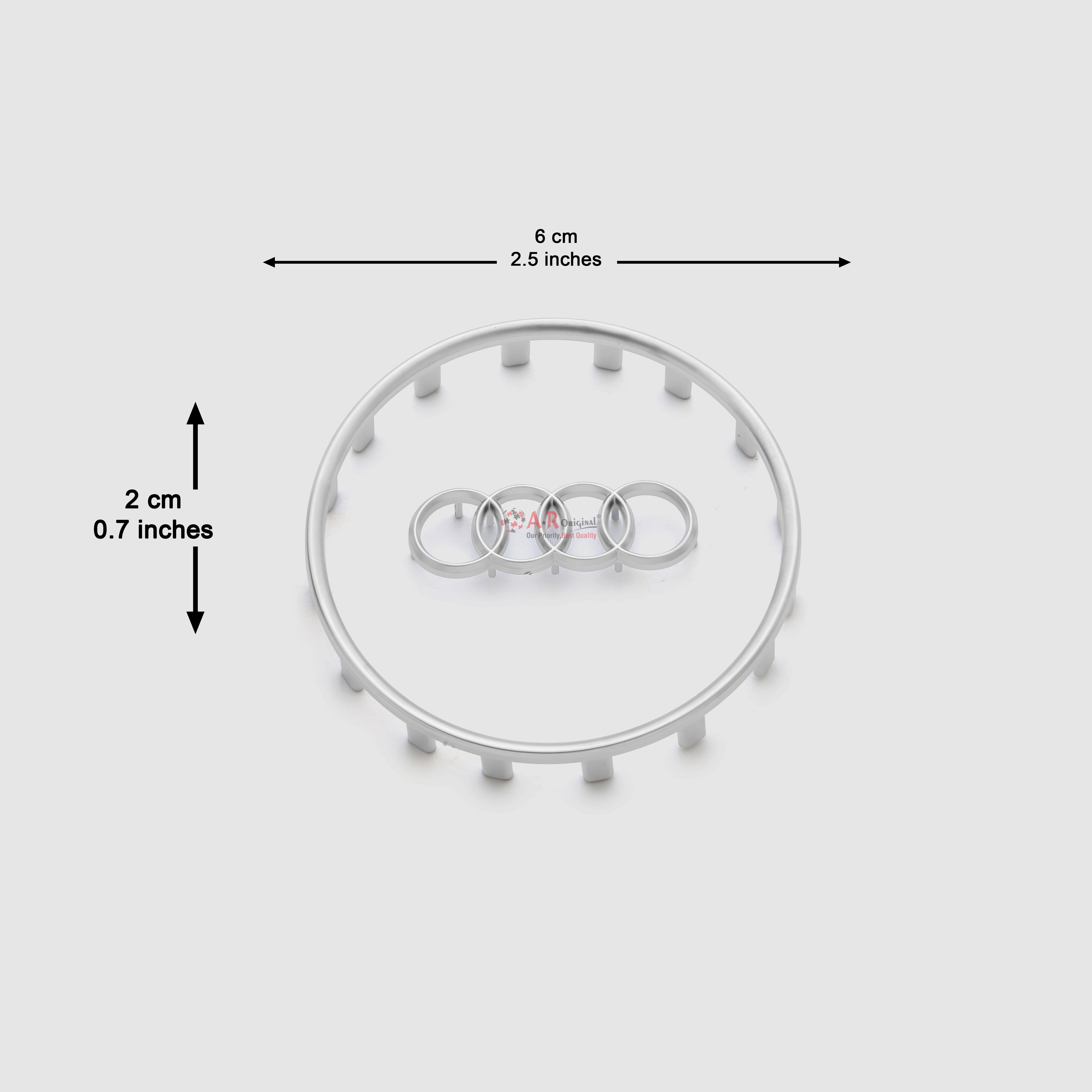 Audi Logo Steering Size+Clip Fit Ring  2x6cm Chrome IP Badge