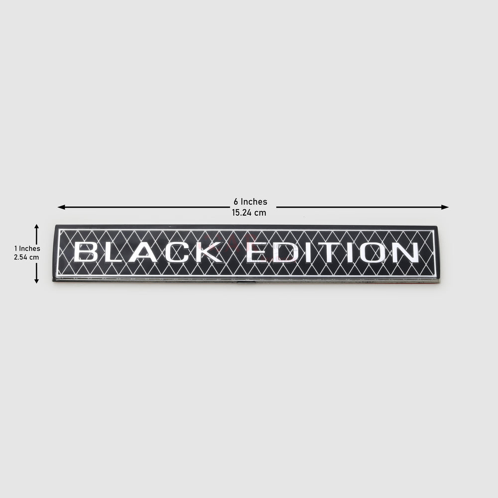 Black Edition Emblem 1x6inch-2.5x15cm Glass Black Chrome IP Badge