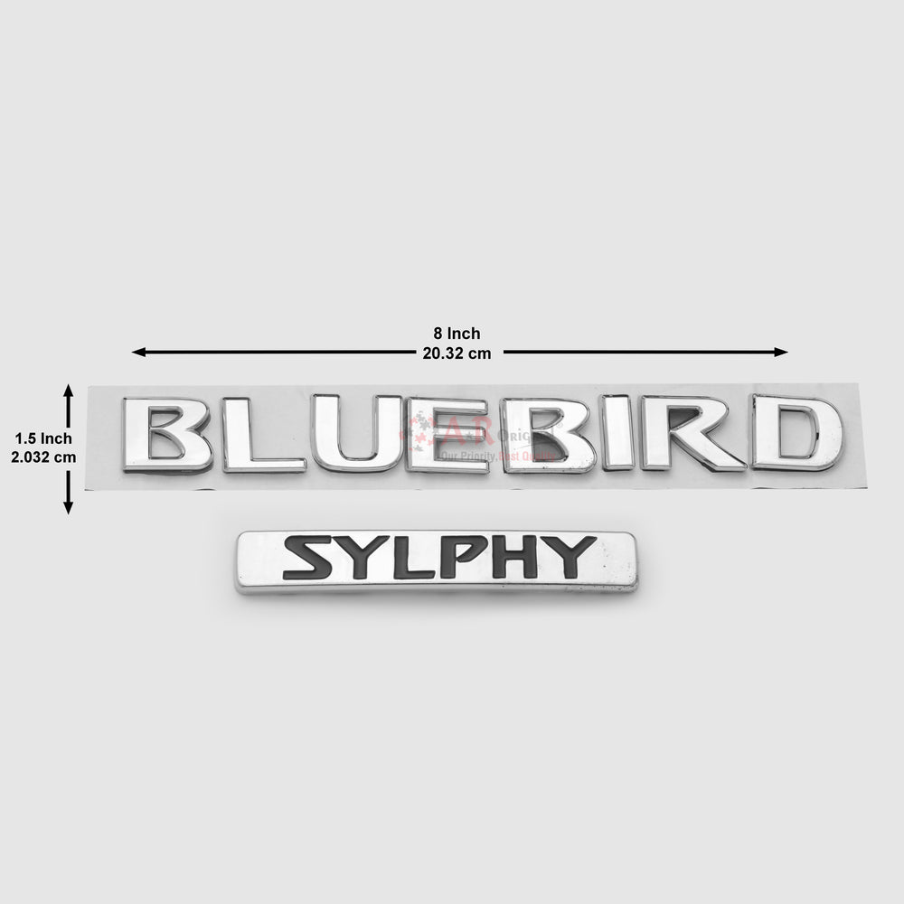 Blue Bird Sylphy Emblem 1.5x8inch-2.5x20cm Chrome IP Badge