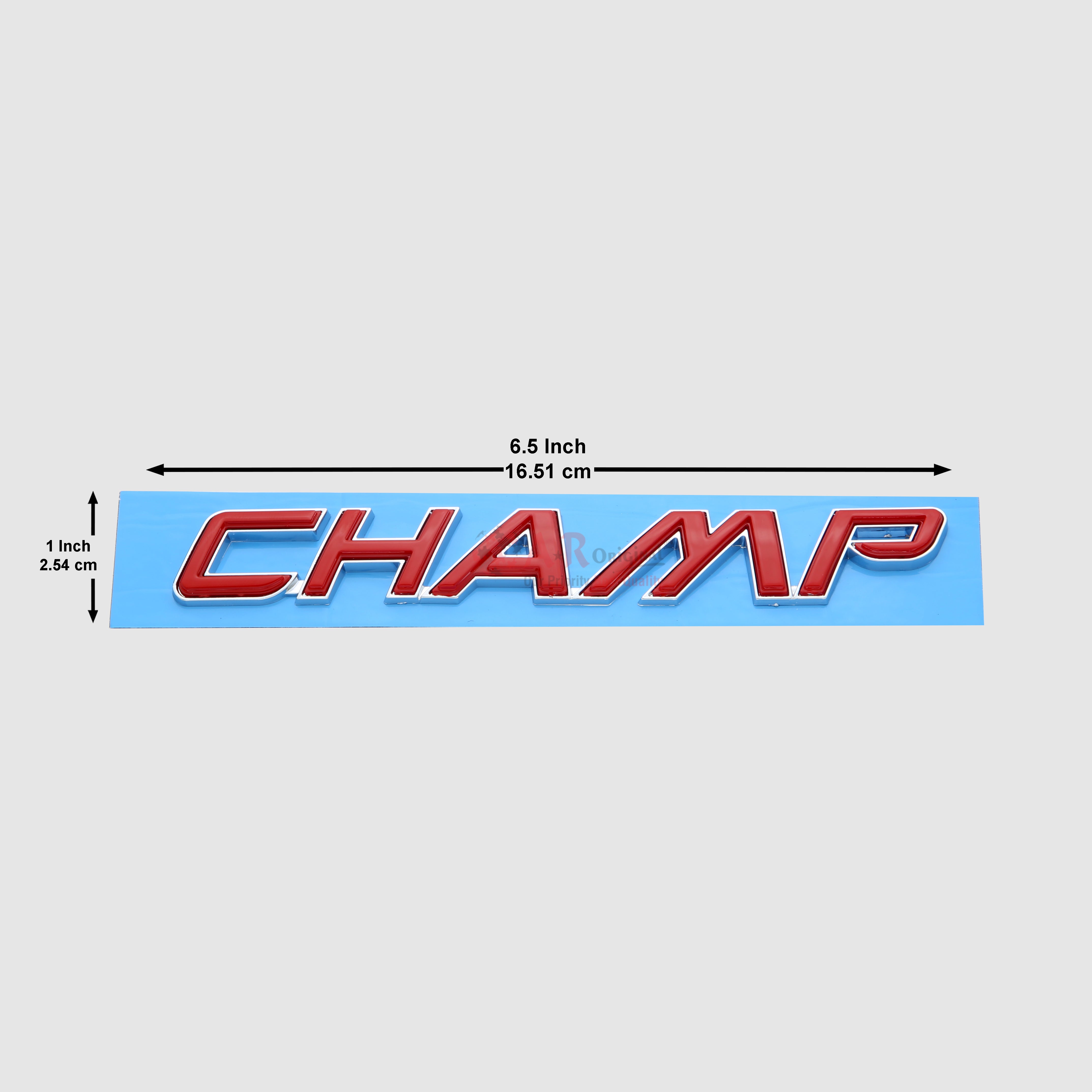 Champ Emblem 1x6.5inch-2.5x16cm Red Chrome IP Badge