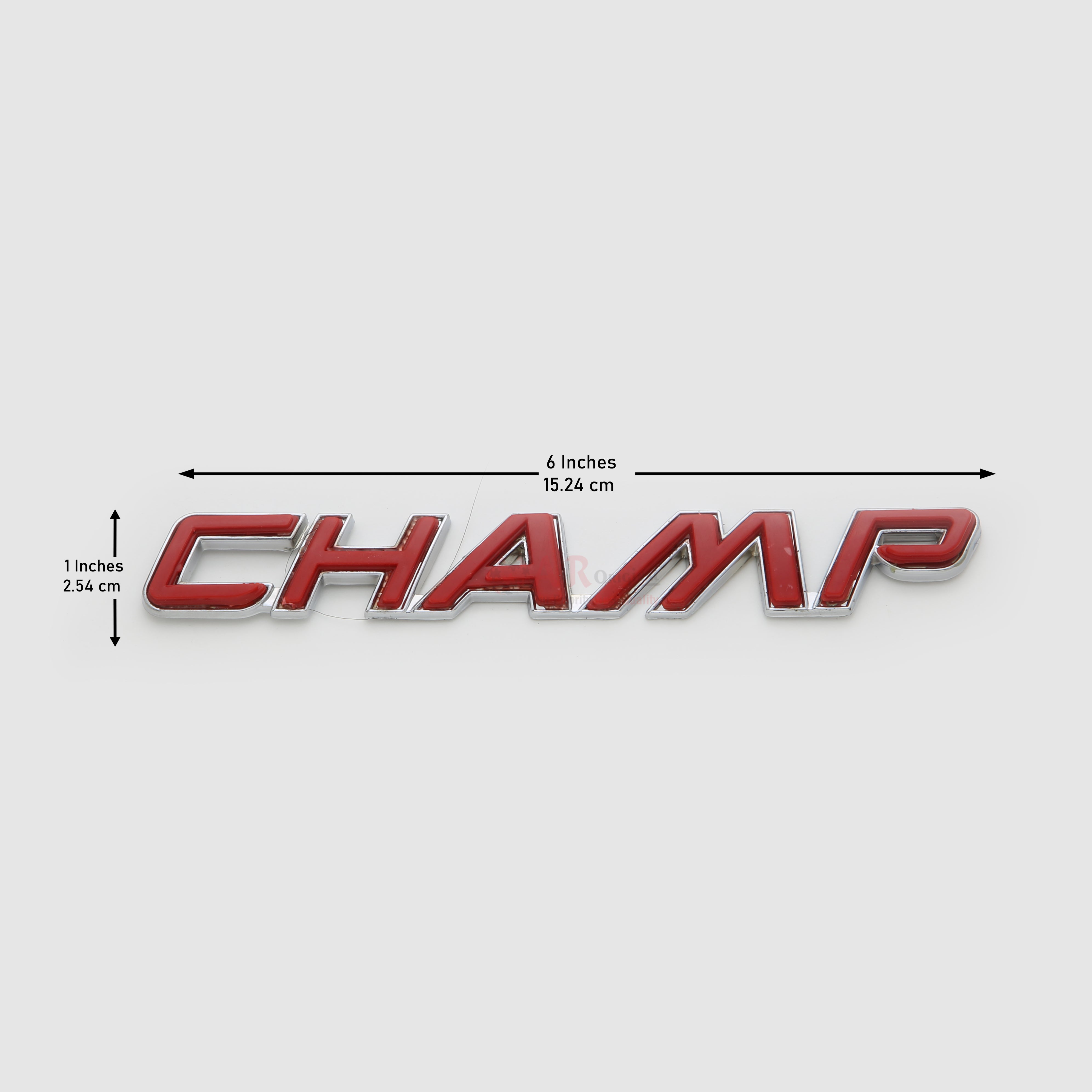 Champ Emblem 1x6.5inch-2.5x16cm Red Chrome LC Badge