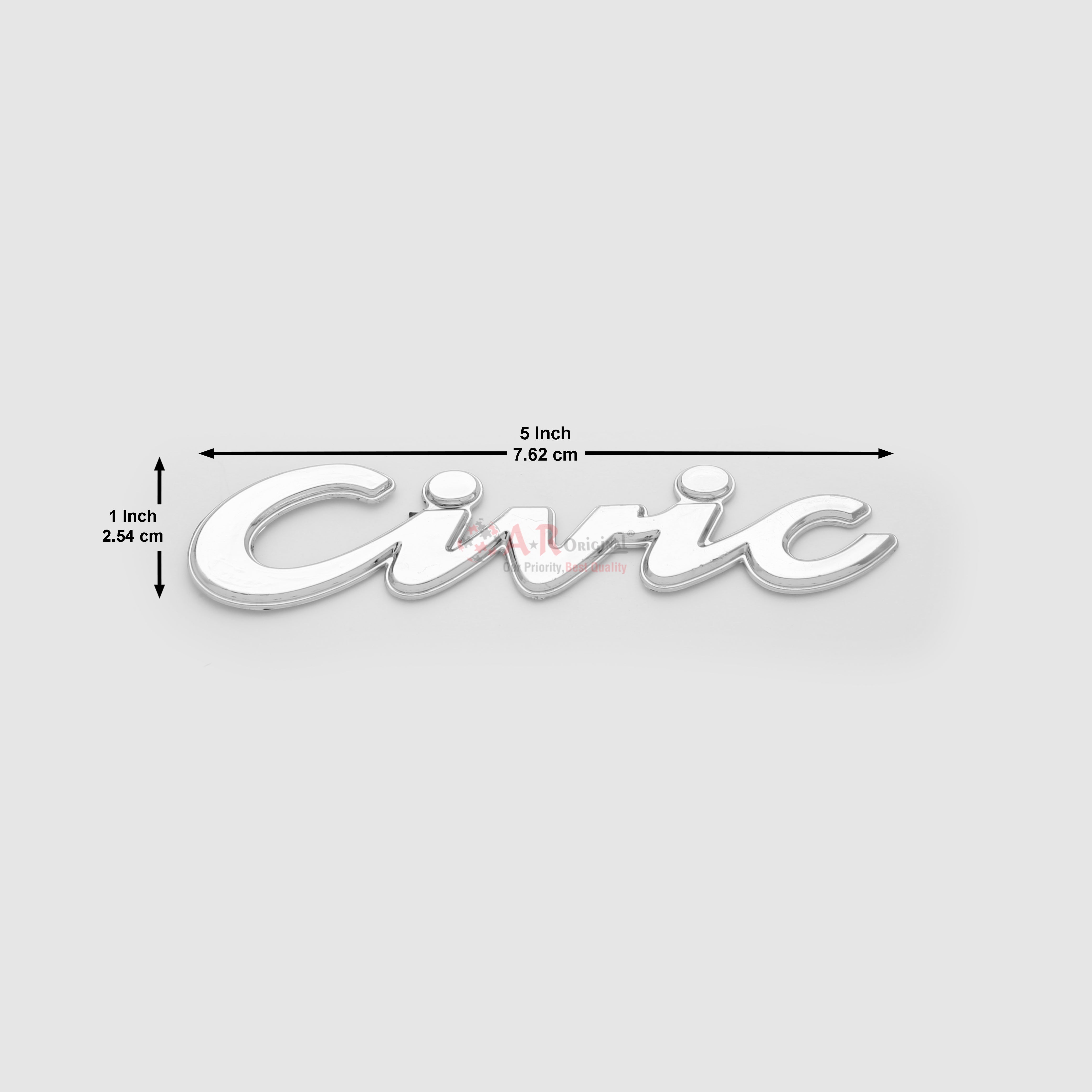 Civic Emblem 80's 1x5inch-2.5x7.5cm Chrome LC Badge