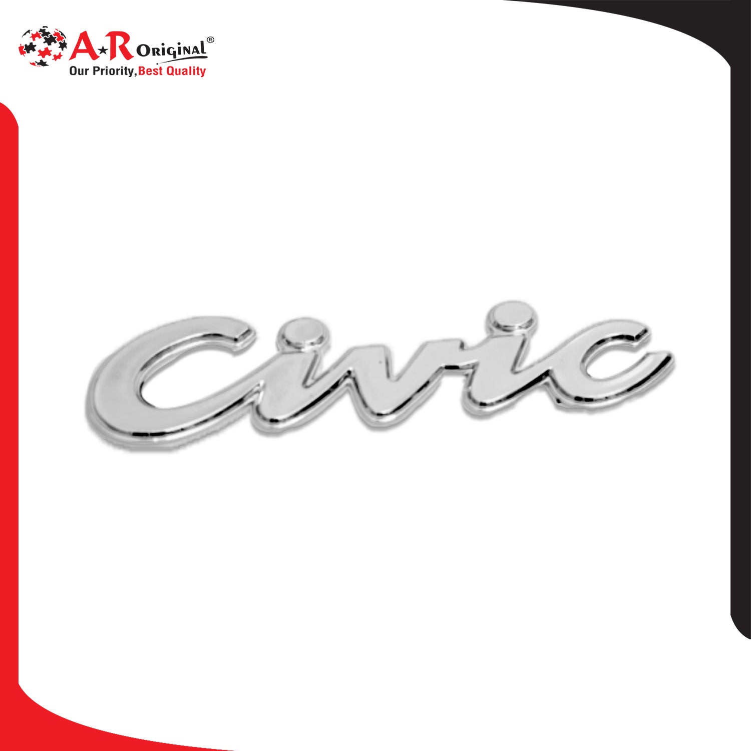 Civic Emblem 80's 1x5inch-2.5x7.5cm Chrome LC Badge