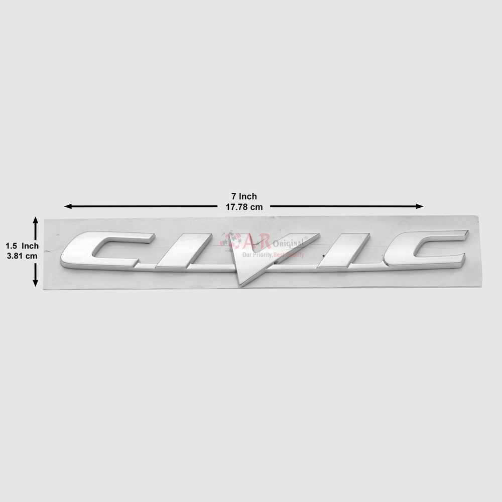 Civic Emblem Reborn 1x7inch-3.5x18cm Chrome LC Badge