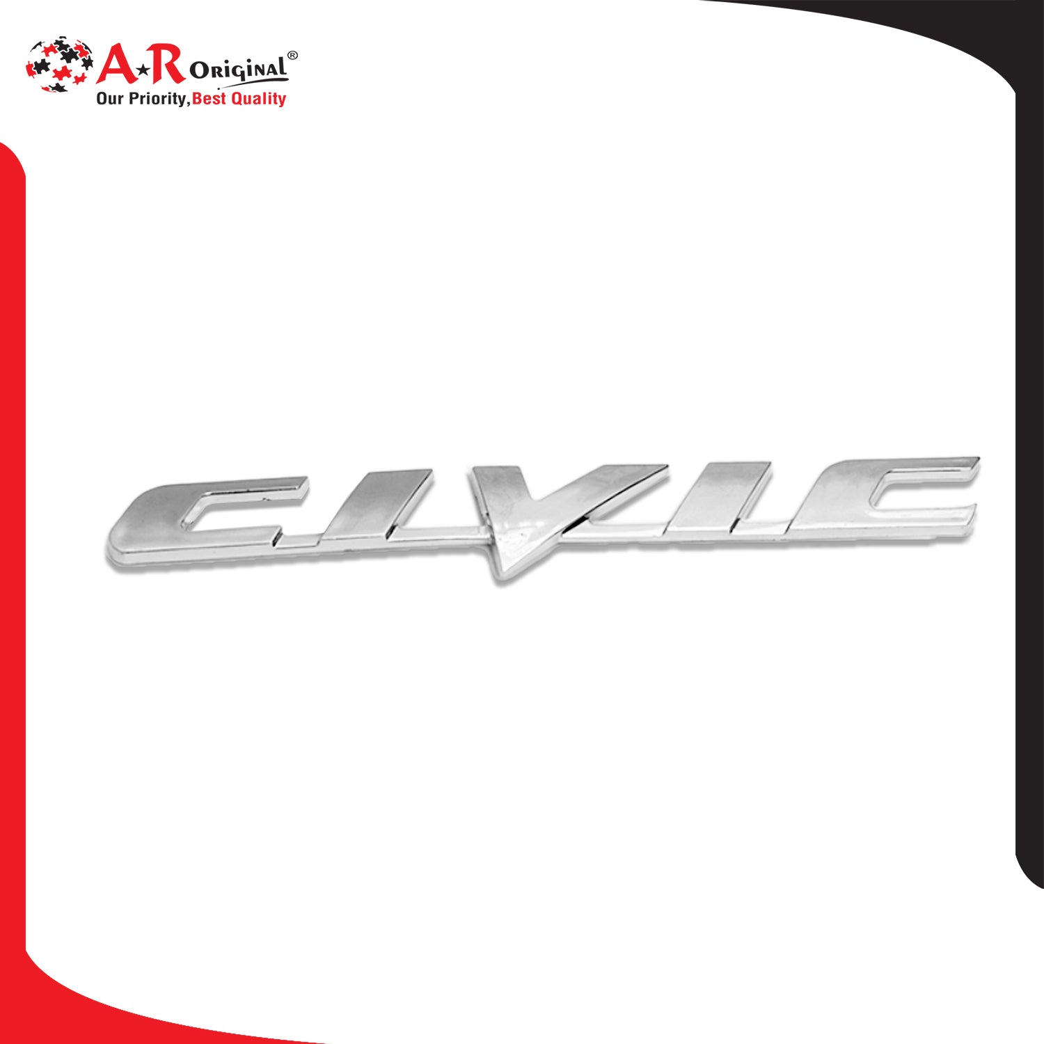 Civic Emblem Reborn 1x7inch-3.5x18cm Chrome LC Badge