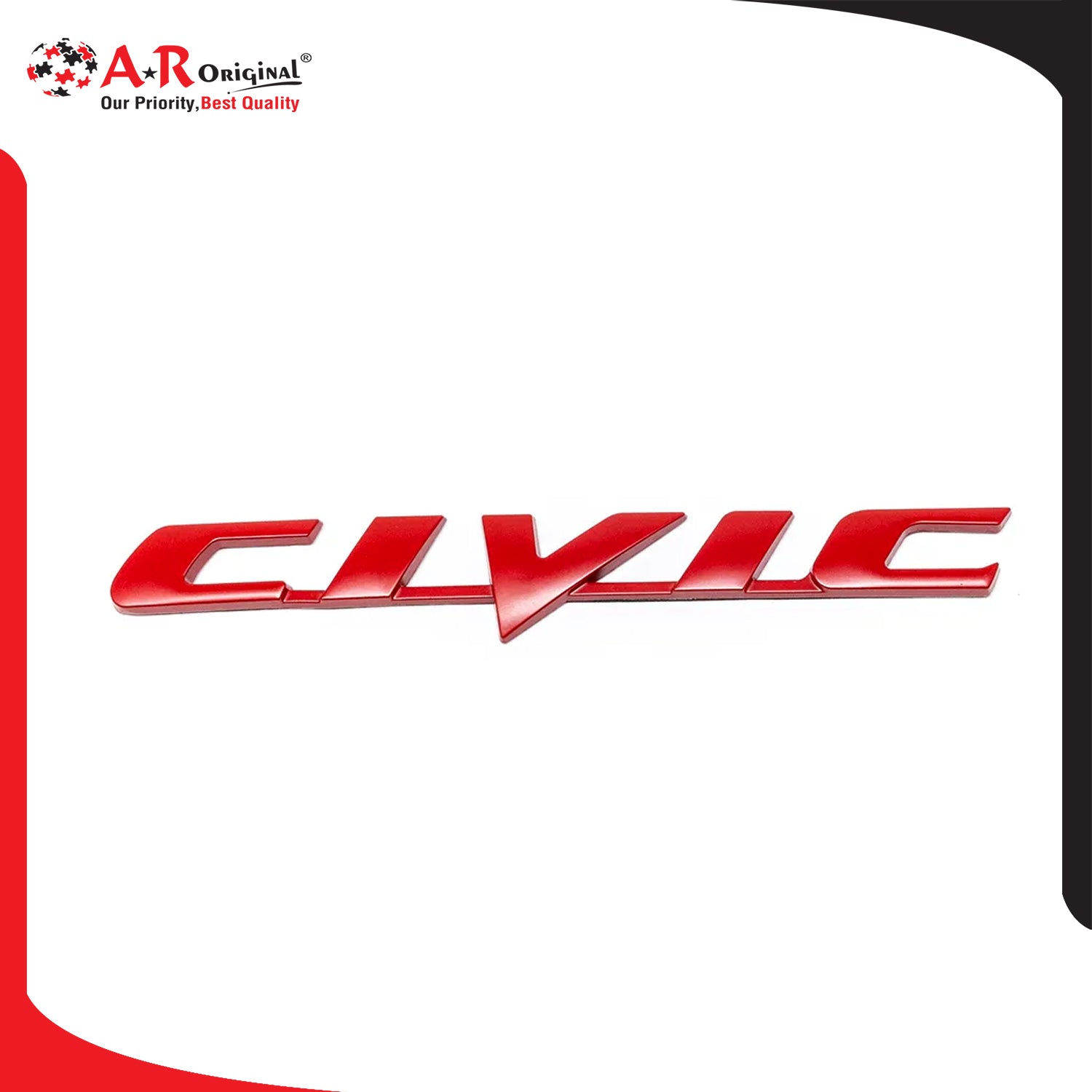 Civic Emblem Reborn 1x7inch-3.5x18cm Red IP Badge