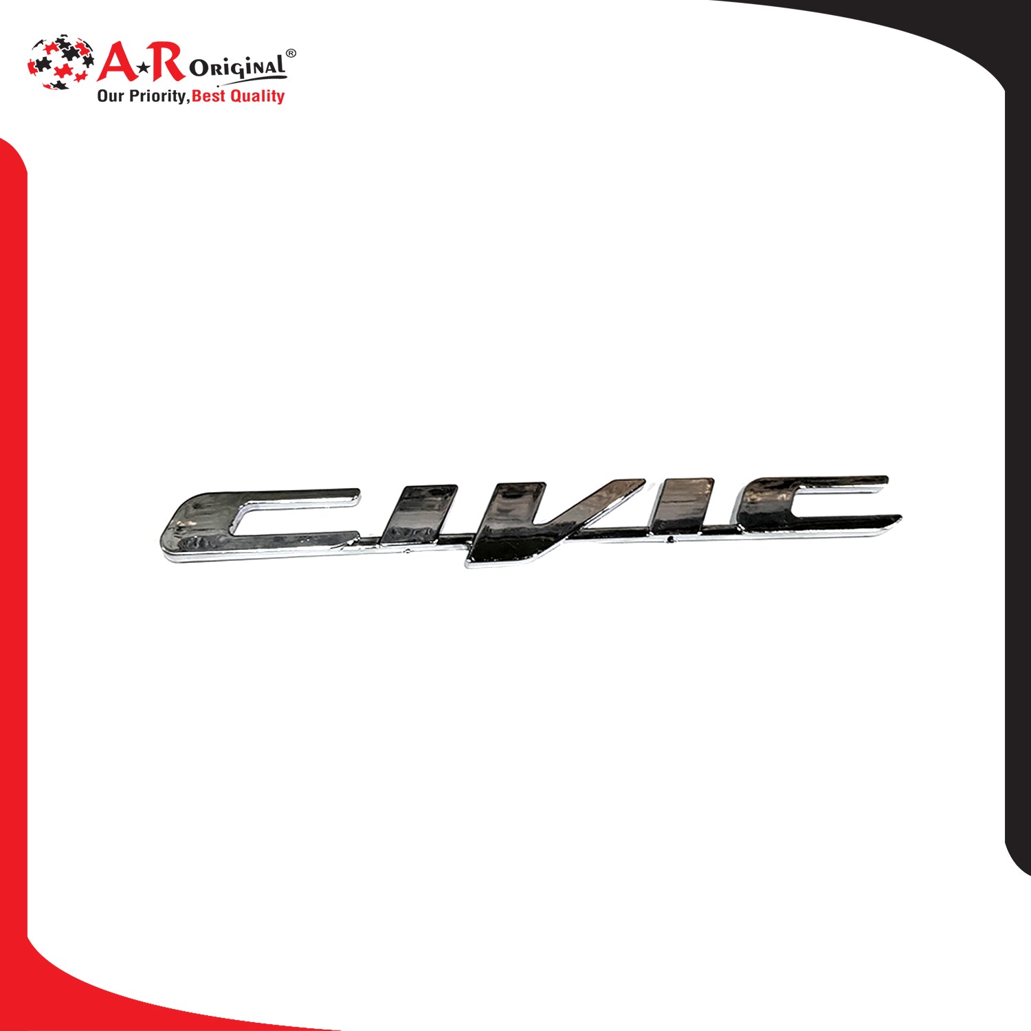 Civic Emblem Triborn 1x7inch-3.5x18cm Chrome LC Badge (2)