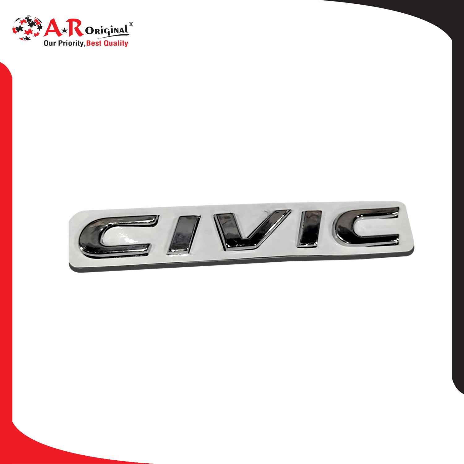 Civic Emblem X 1x5inch-2.5x7.5cm Chrome LC Badge