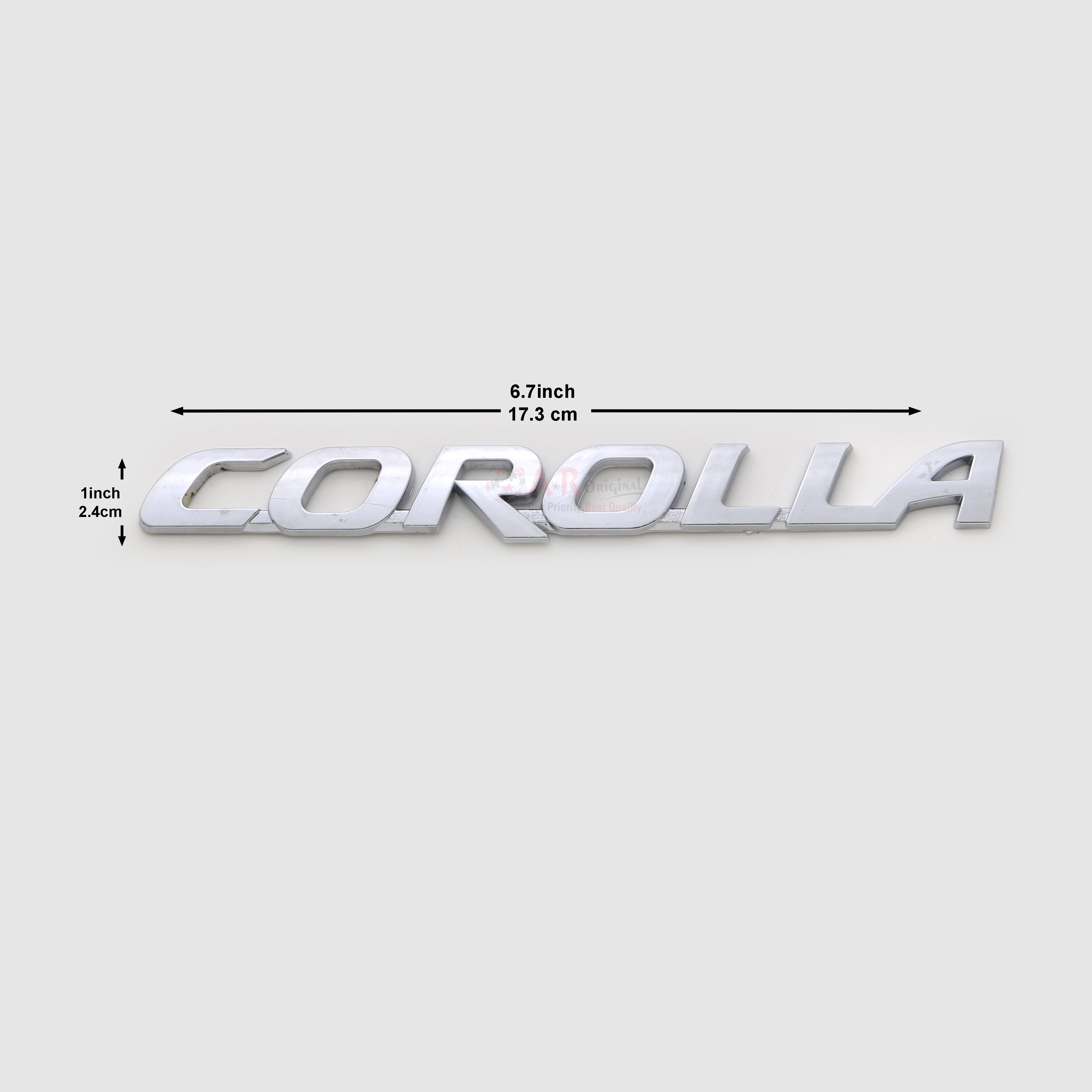 Corolla Emblem 1x6.7inch-2.5x17.5cm Chrome LC Badge