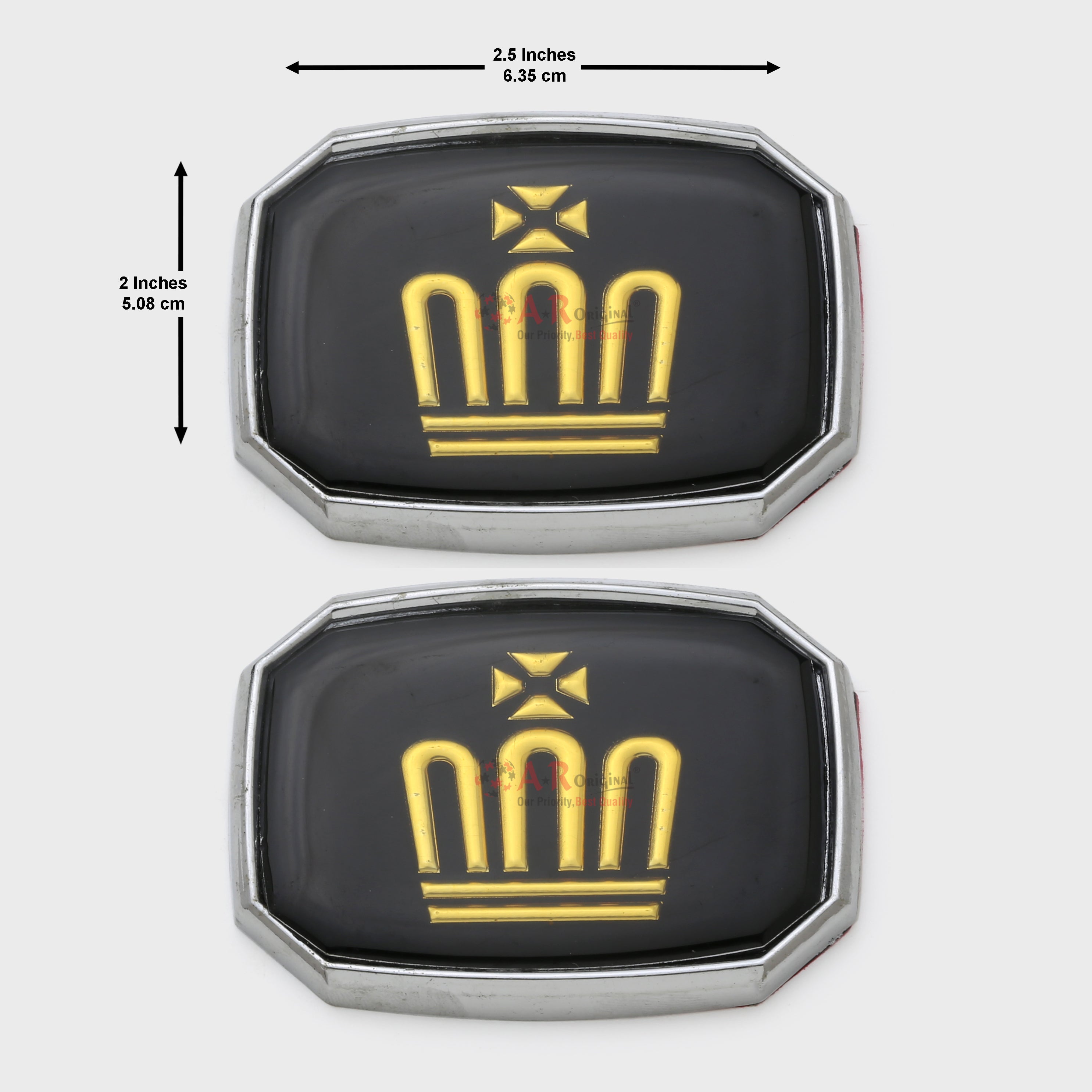 Crown Logo 2pcs Set A Black 2x2.5inch-5x6cm Chrome IP Badge