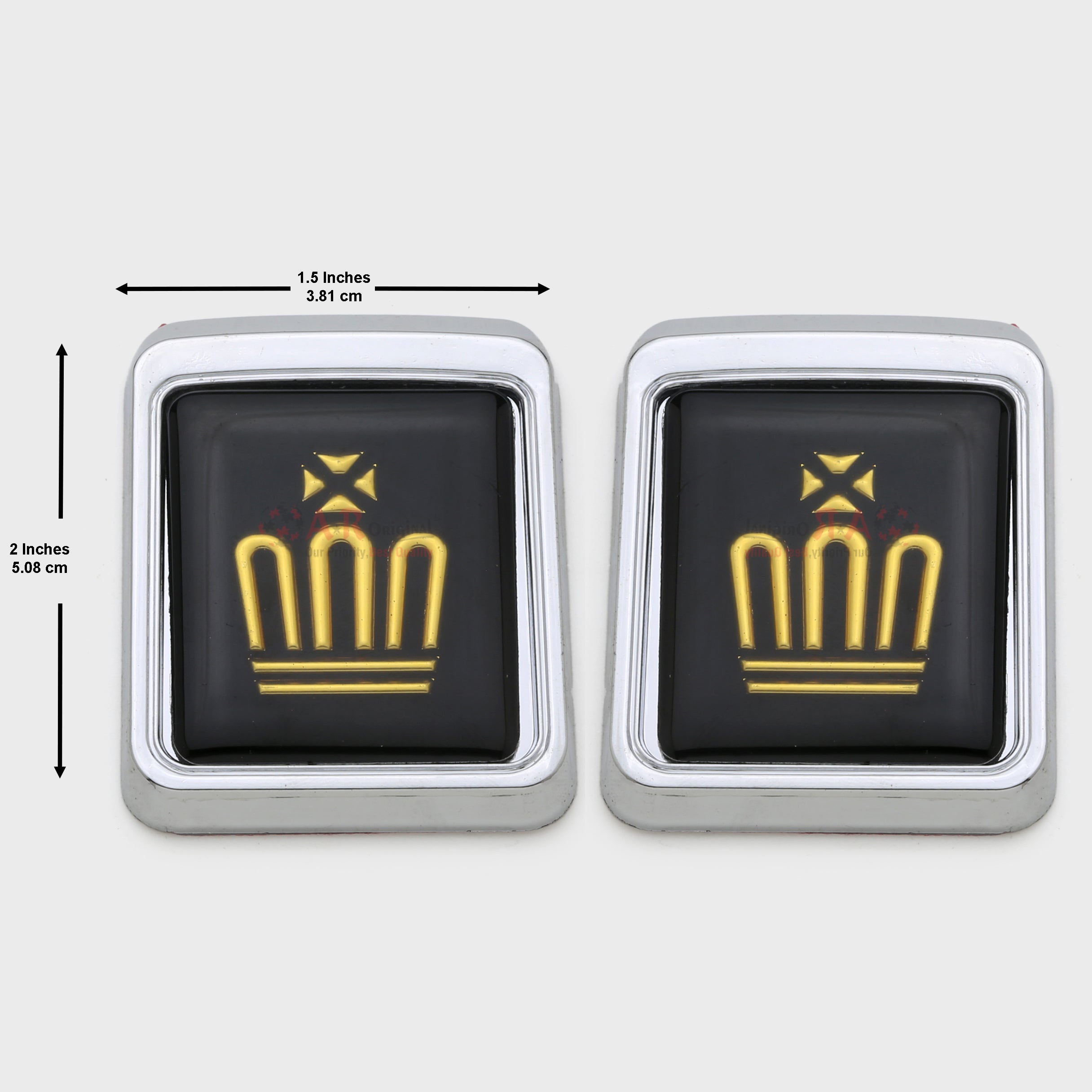 Crown Logo 2pcs Set B Silver 1.5xinch-3x5cm Chrome IP Badge